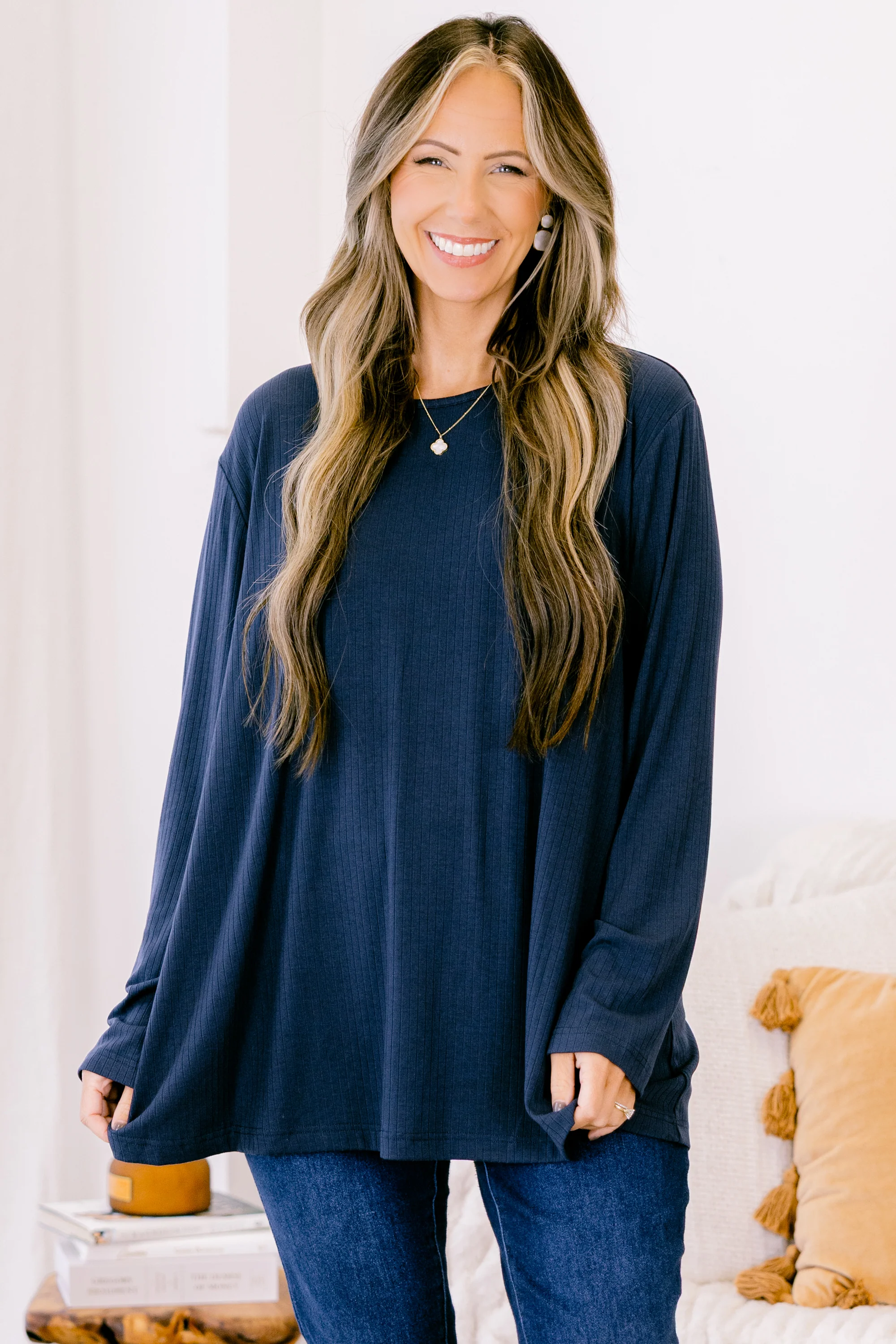 One More Chapter Top, Navy - Giverhouse