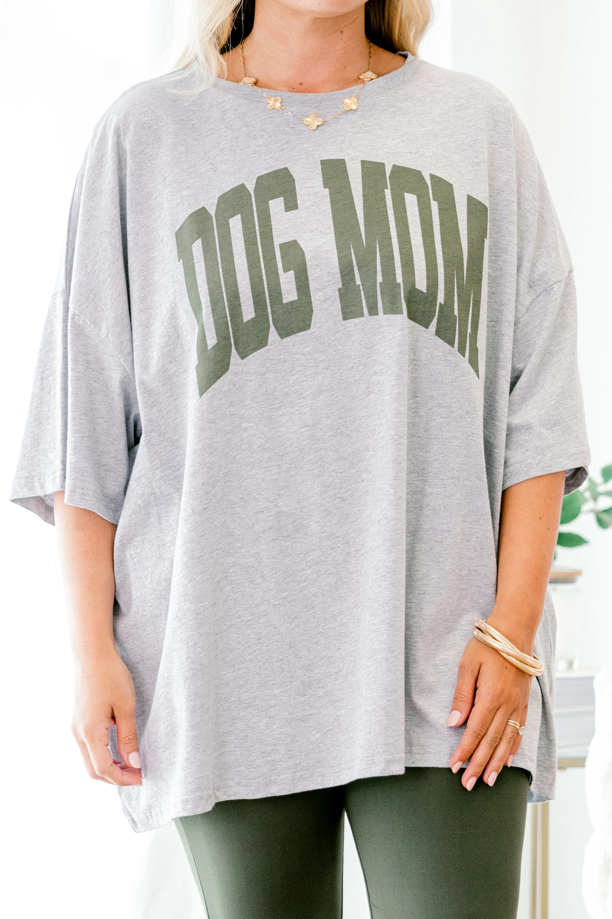 Dog Mom Boyfriend Tee, Heather Gray - Giverhouse
