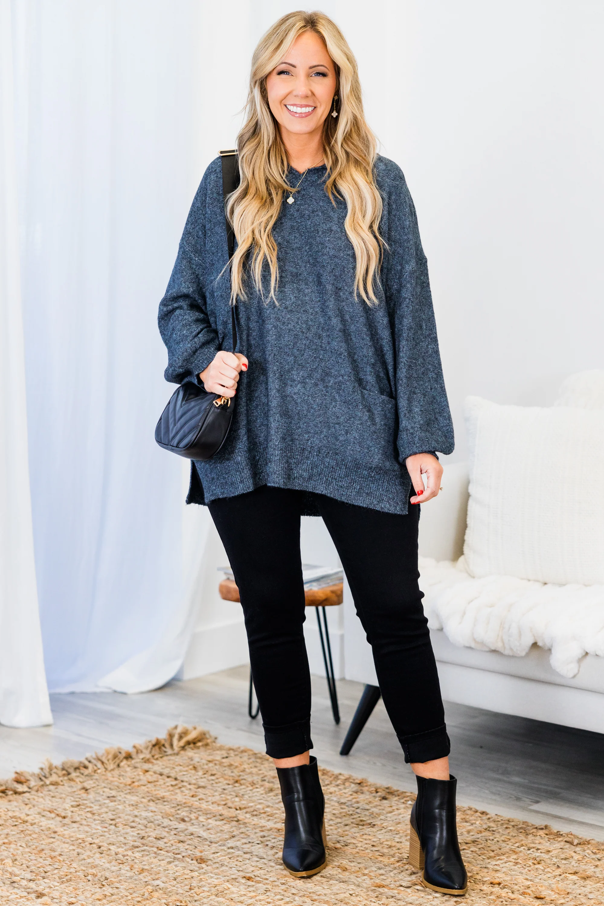 Just Don't Let Me Go Sweater, Cobalt - Giverhouse