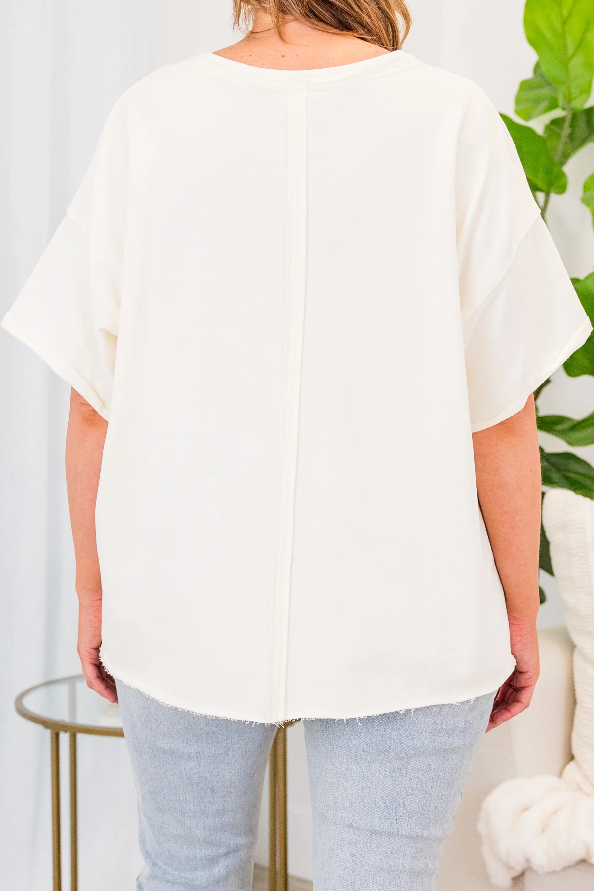 Sequin Score Top, Cream - Giverhouse