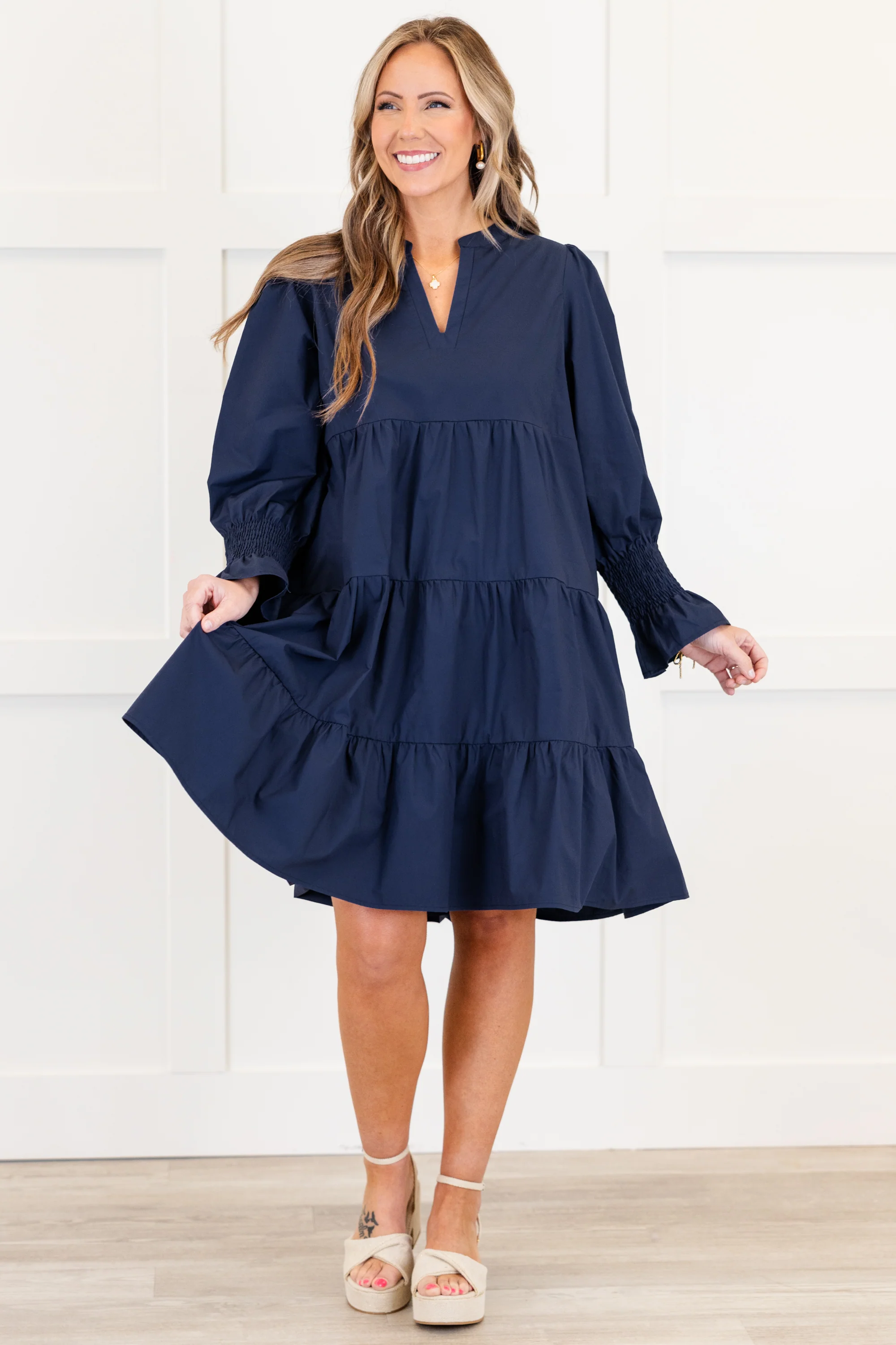 What You Know Dress, Navy - Giverhouse