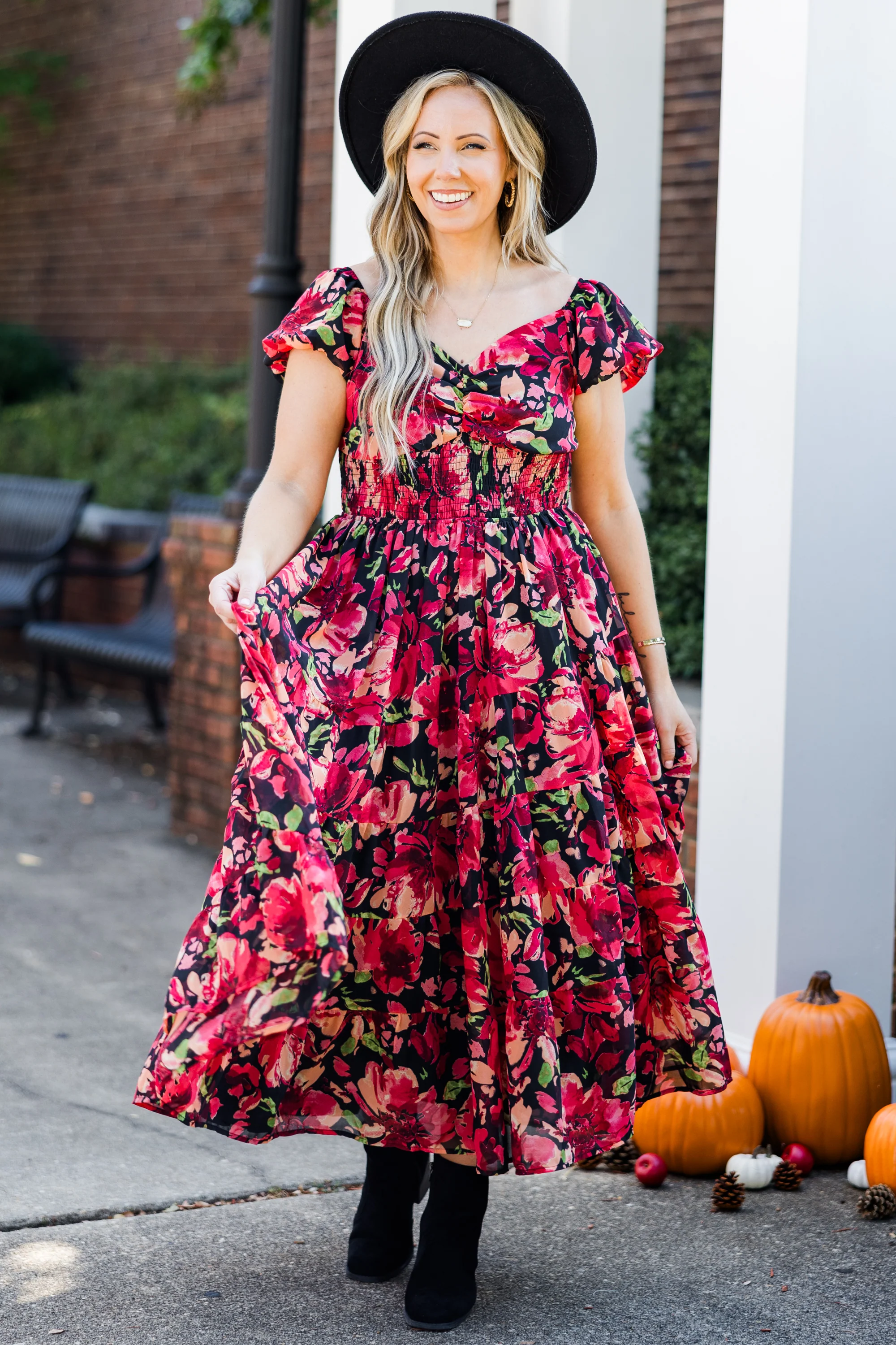 Love From Above Dress, Black Floral - Giverhouse