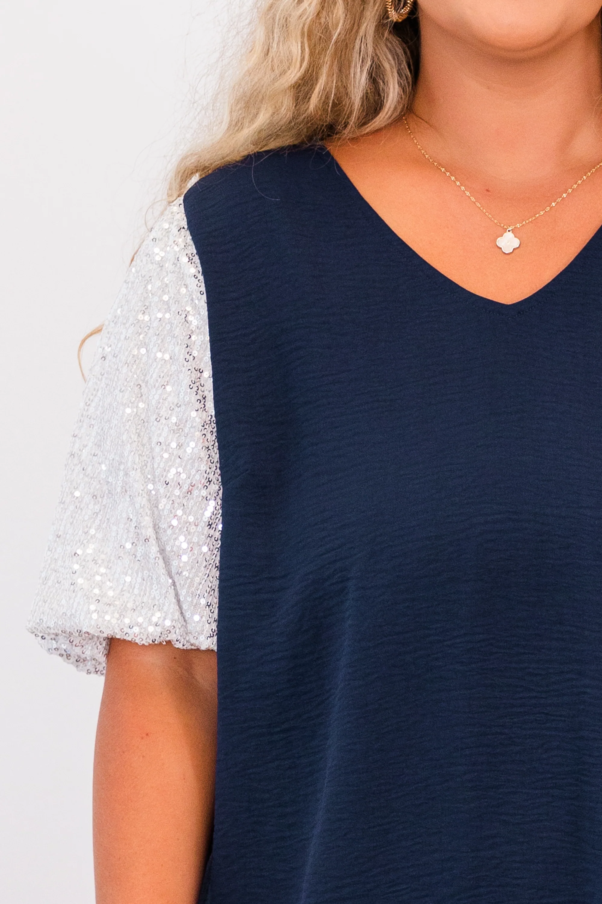 Gameday Glam Top, Navy-White - Giverhouse