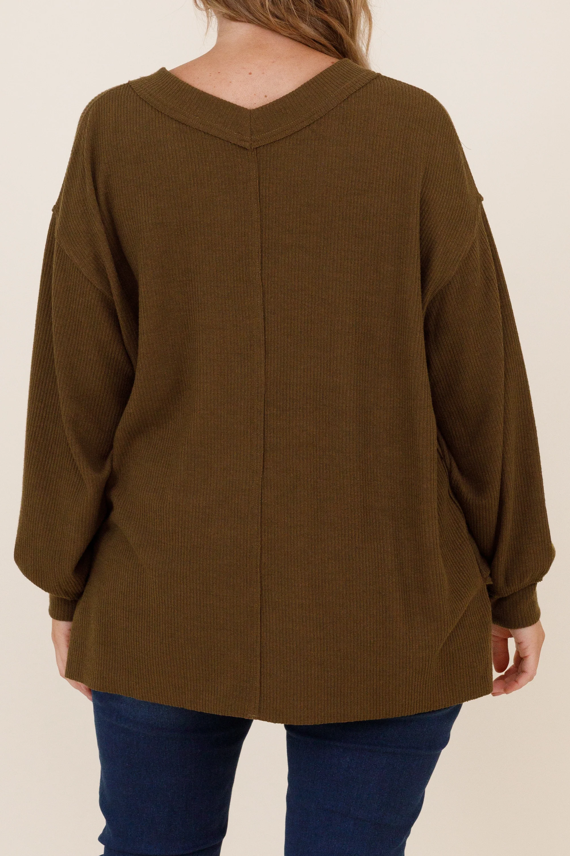 Cozy Textured Sweatshirt, Olive - Giverhouse