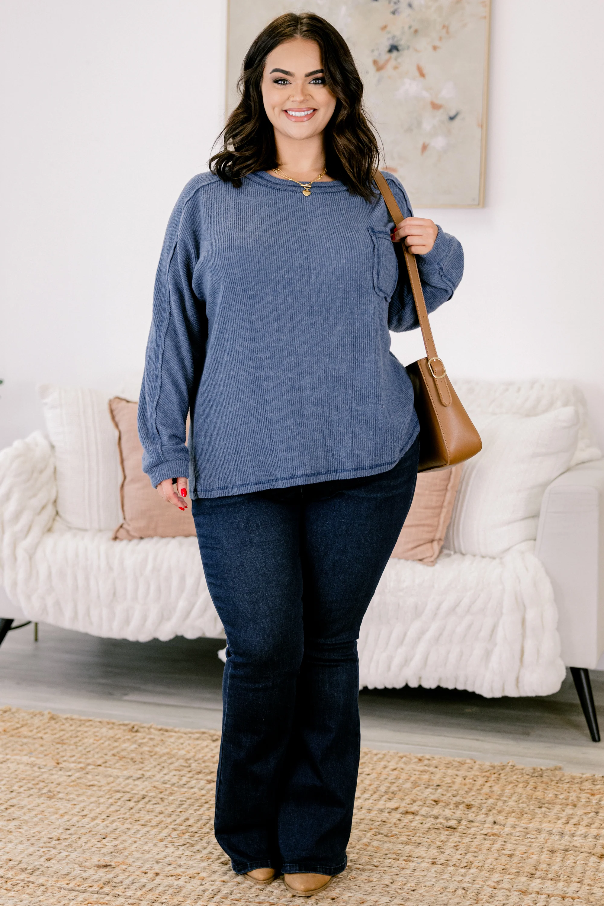 Just Move Along Top, Dusty Blue - Giverhouse