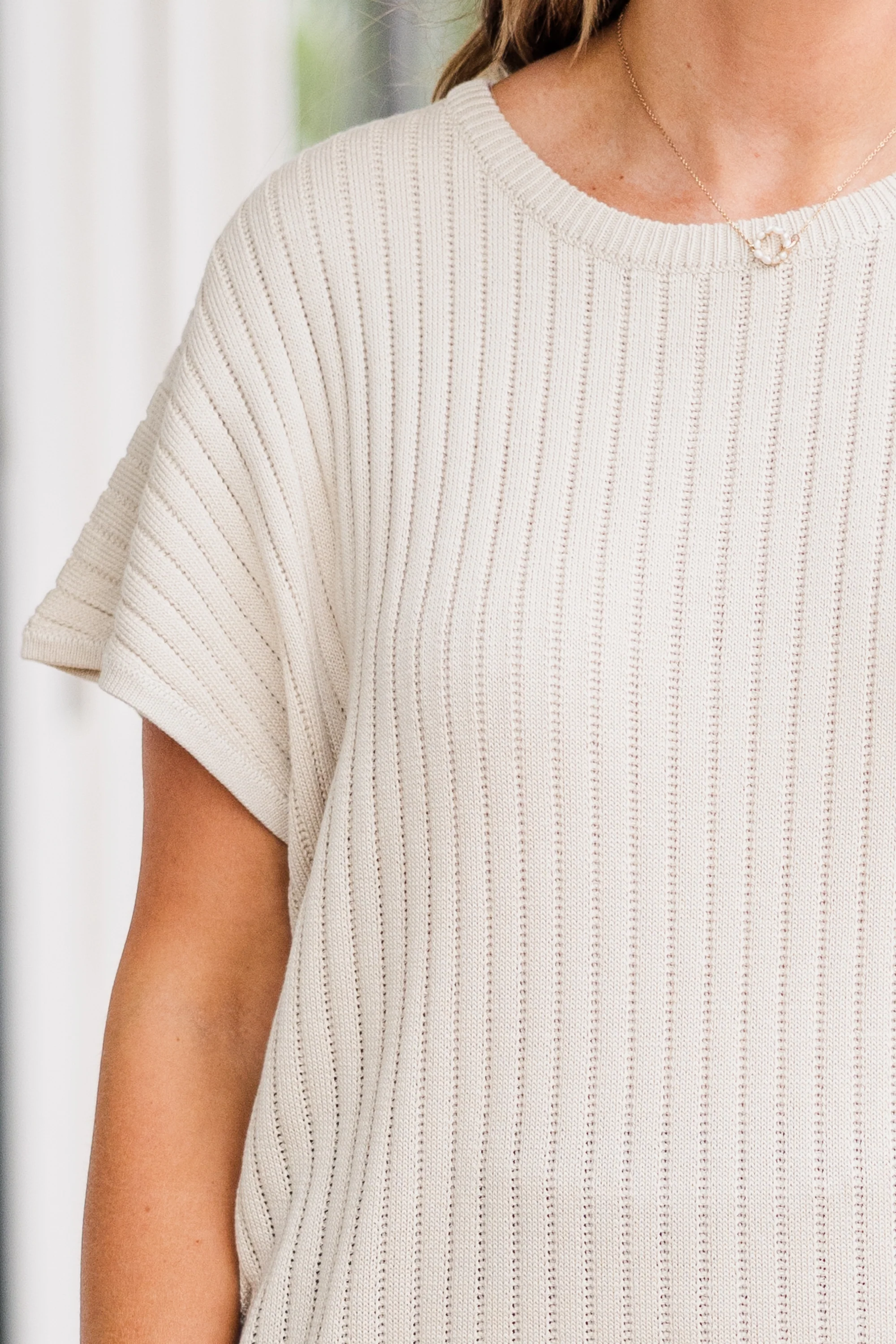 Ribbed Staple Sweater, Oatmeal - Giverhouse