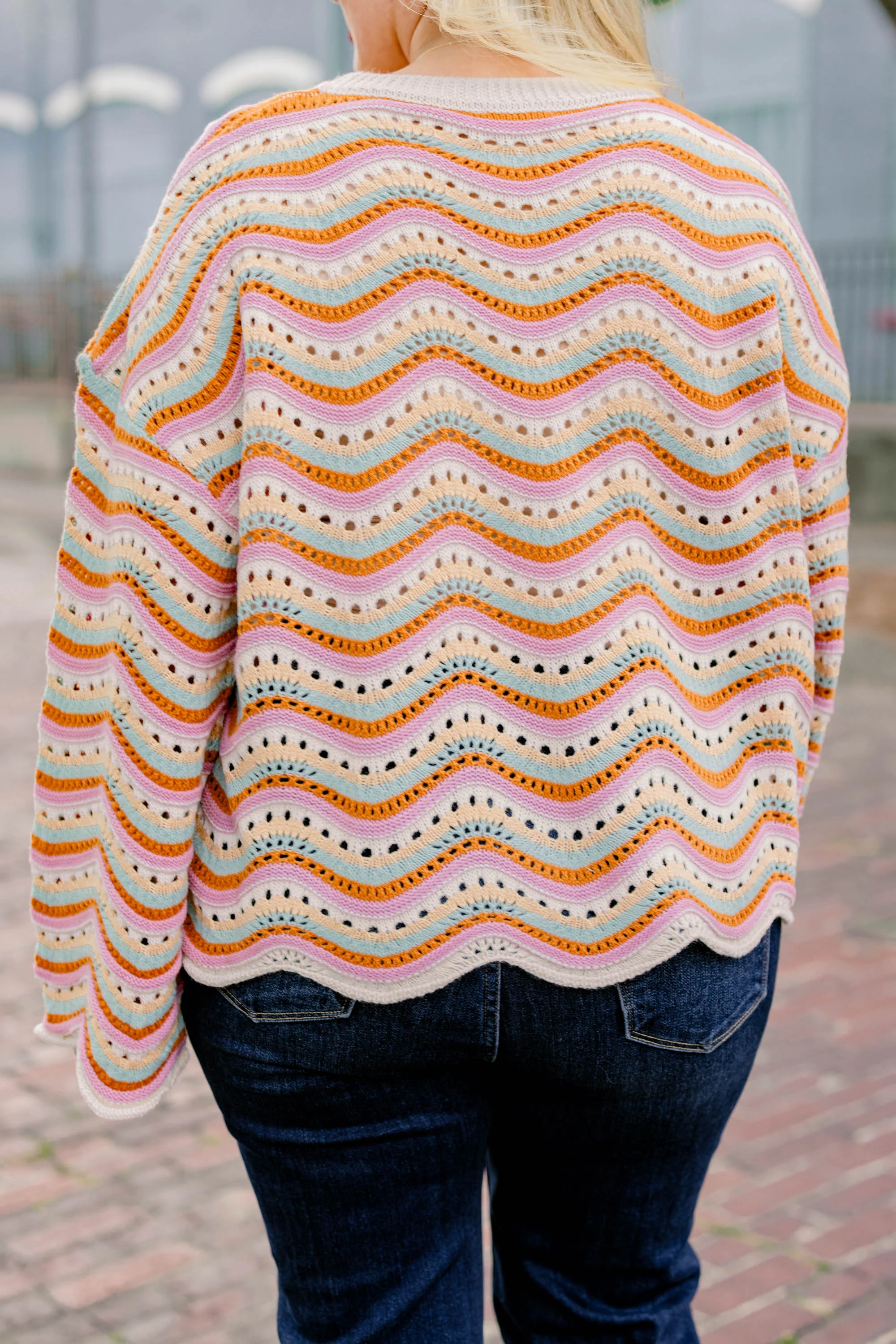 Wavy Comfort Sweater, Cream Multi - Giverhouse