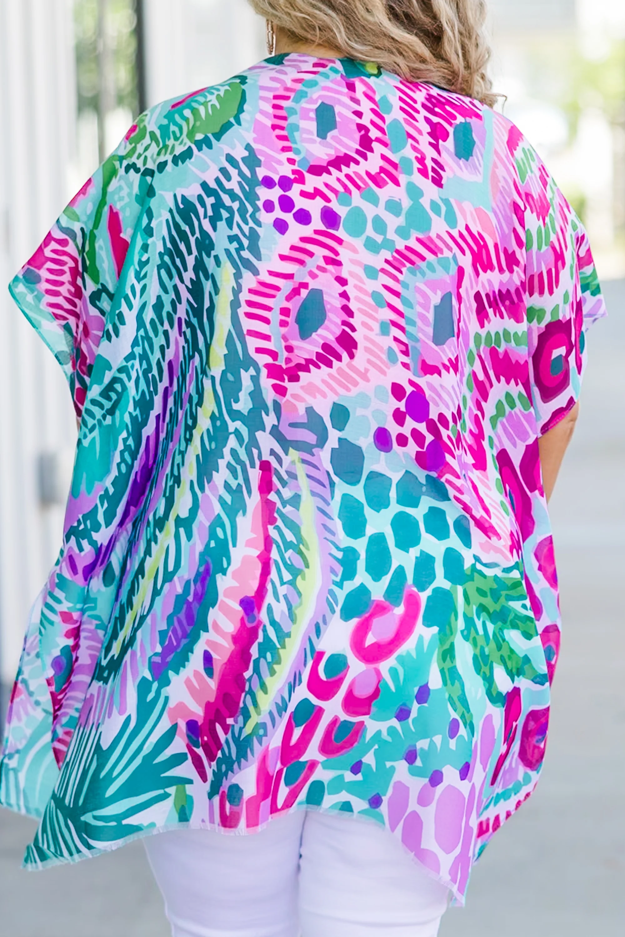 We're On Our Way Kimono, Green-Pink - Giverhouse