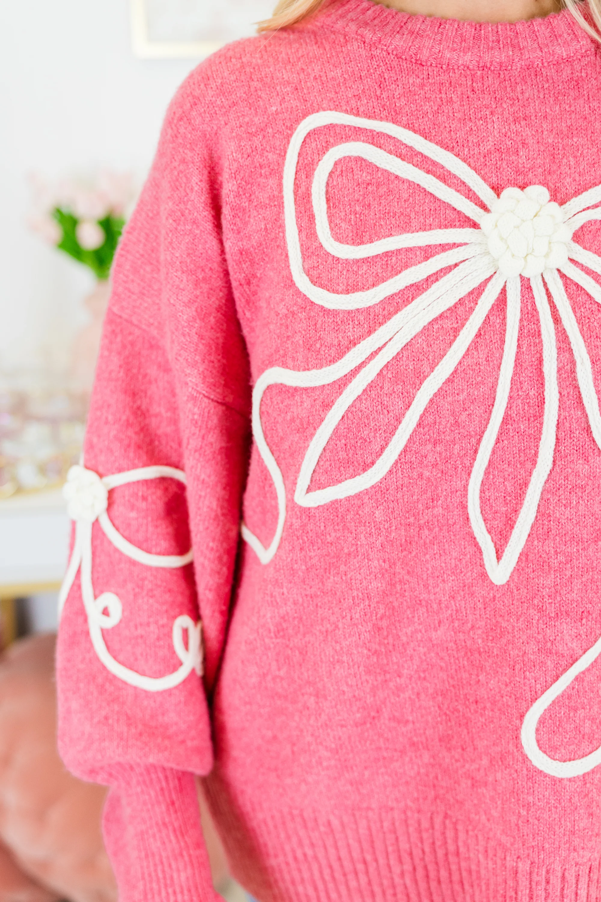 Walk And Sweet Talk Sweater, Pink - Giverhouse