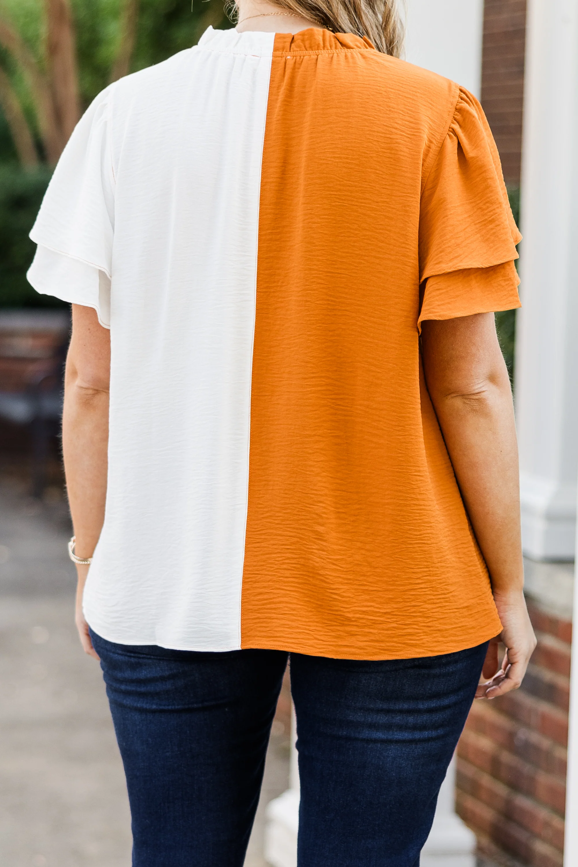 Rivalry Top, Orange-White - Giverhouse