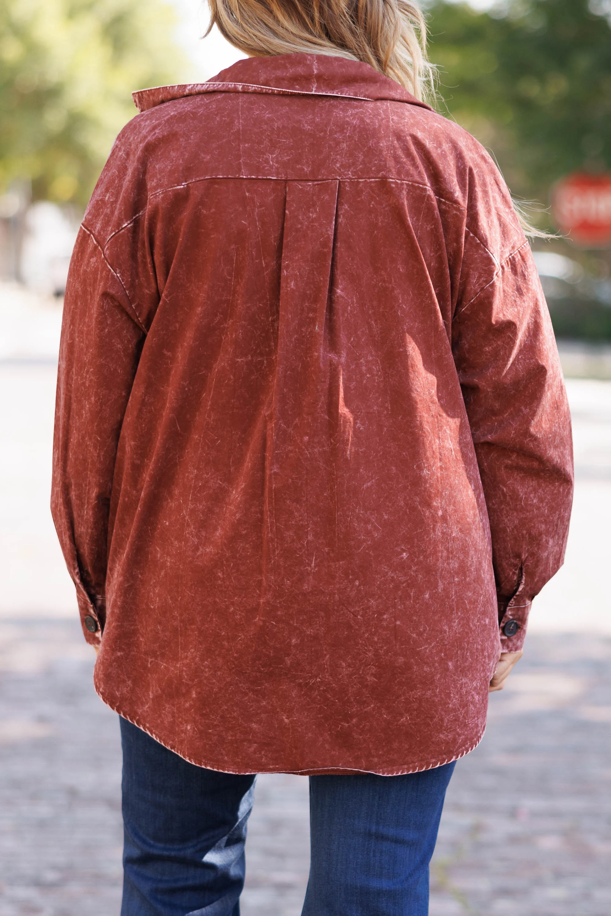 Feisty and Fun Shacket, Dark Rust - Giverhouse