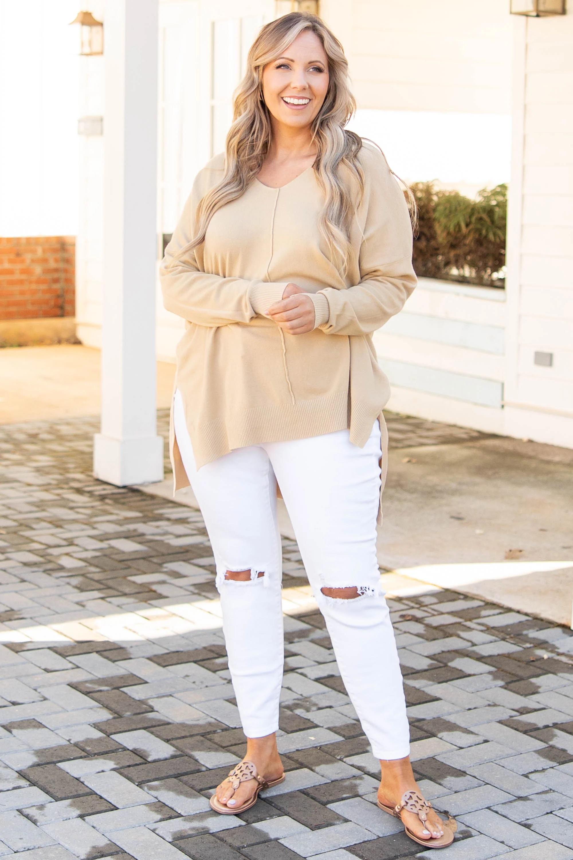 Miss Who I Was Sweater, Taupe - Giverhouse