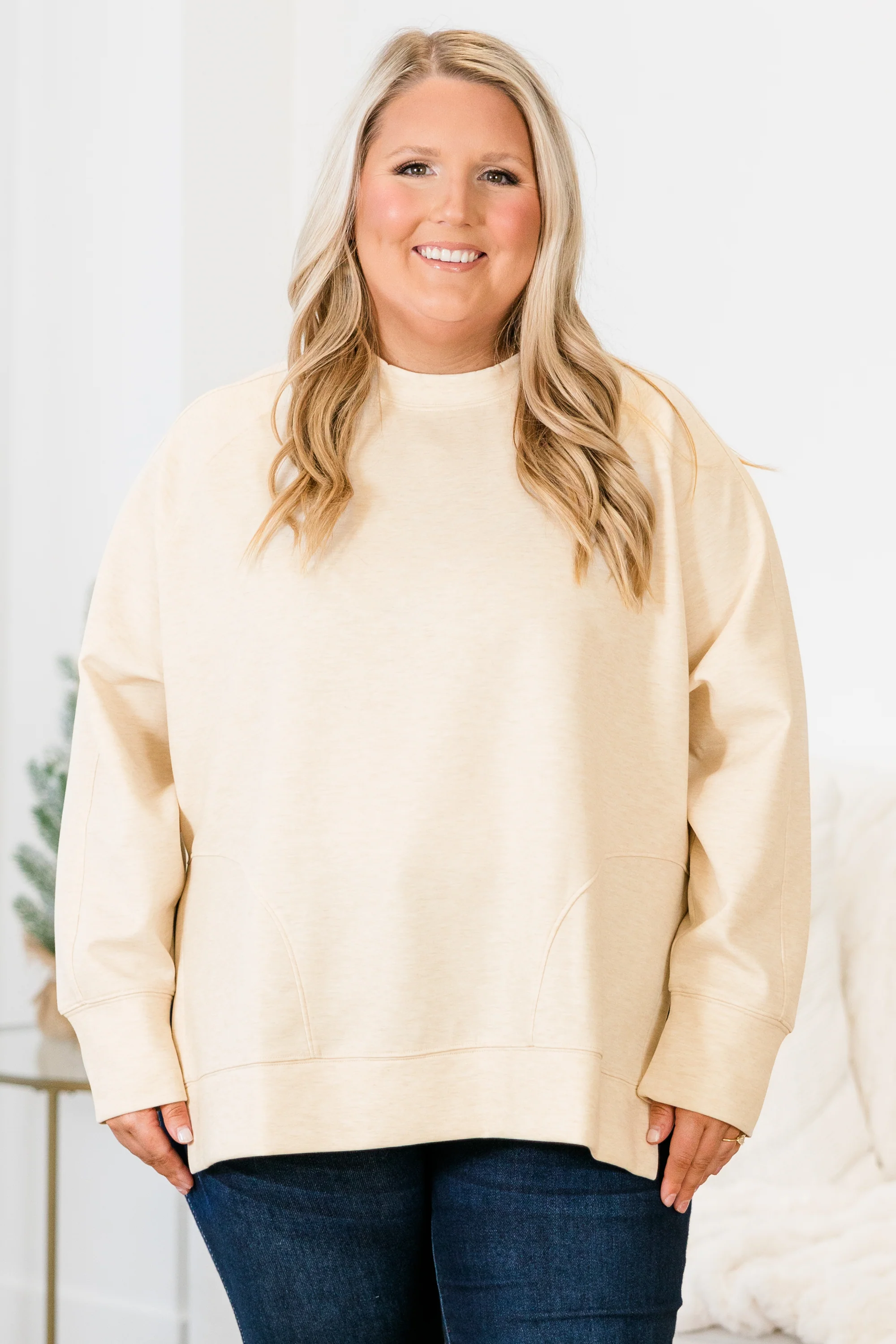 Feels So Sweet Pullover, Heather Beige - Giverhouse