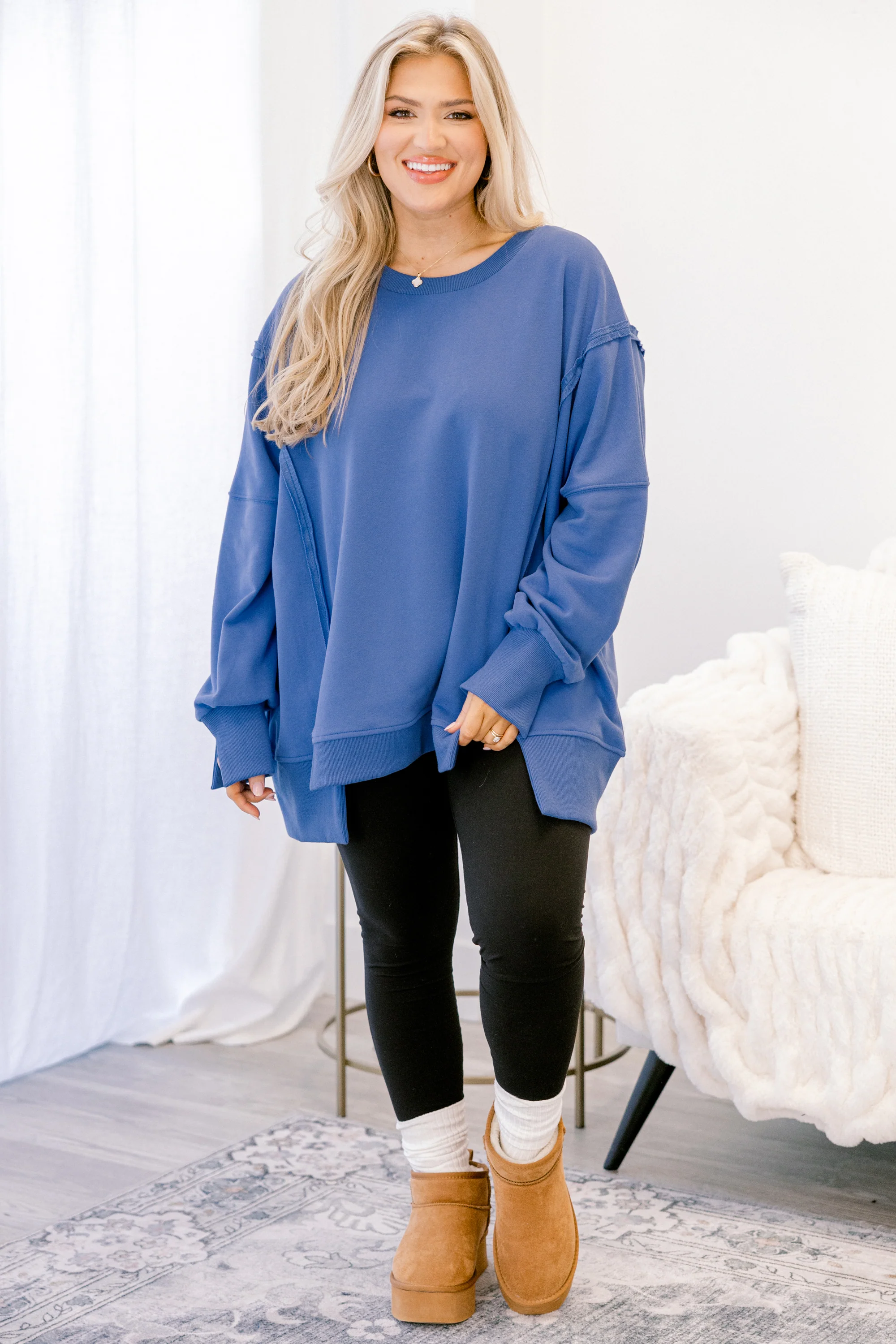 Sunset Glow Pullover, Bright Blue - Giverhouse