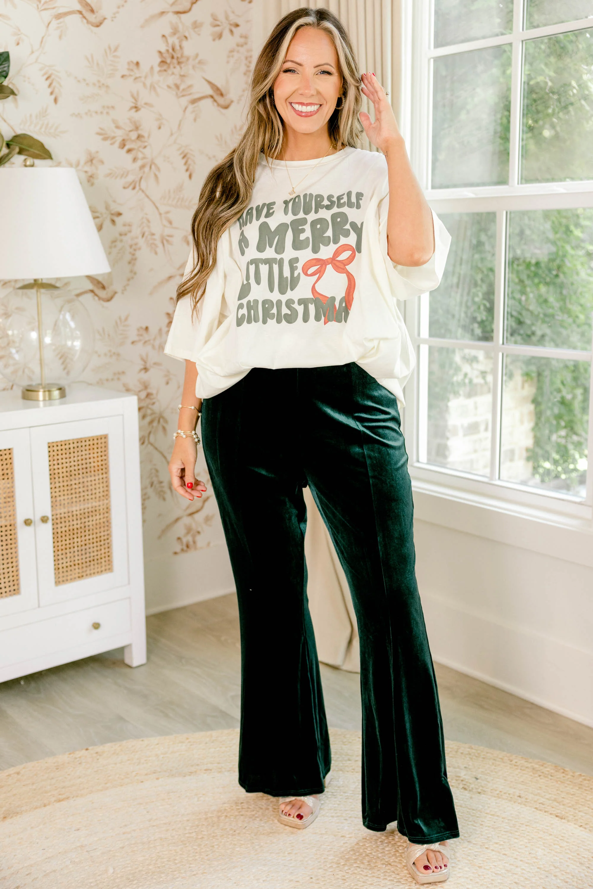 Having a Merry Time Boyfriend Tee, Ivory - Giverhouse