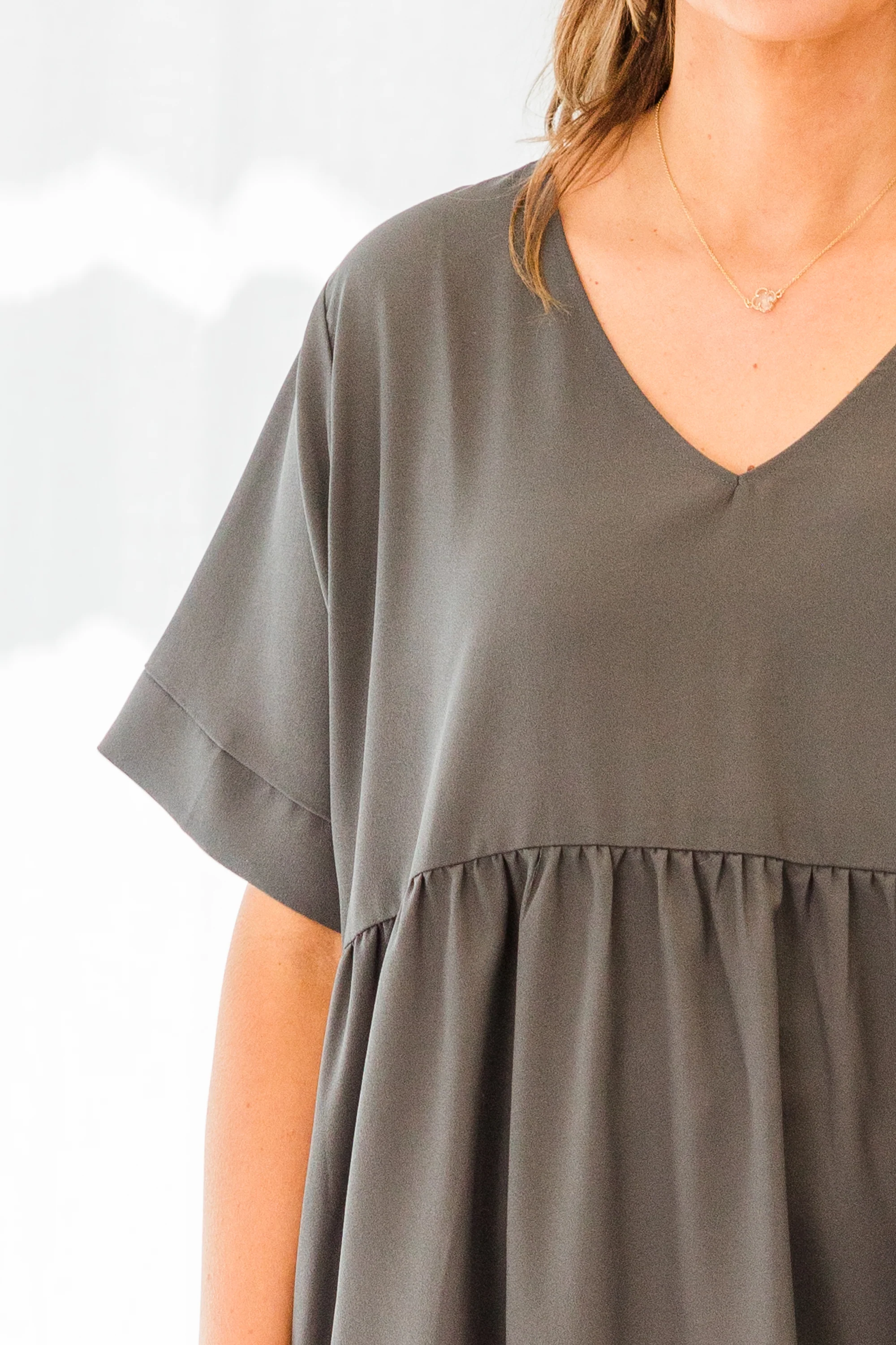 Primrose Babydoll Top, Ash Grey - Giverhouse