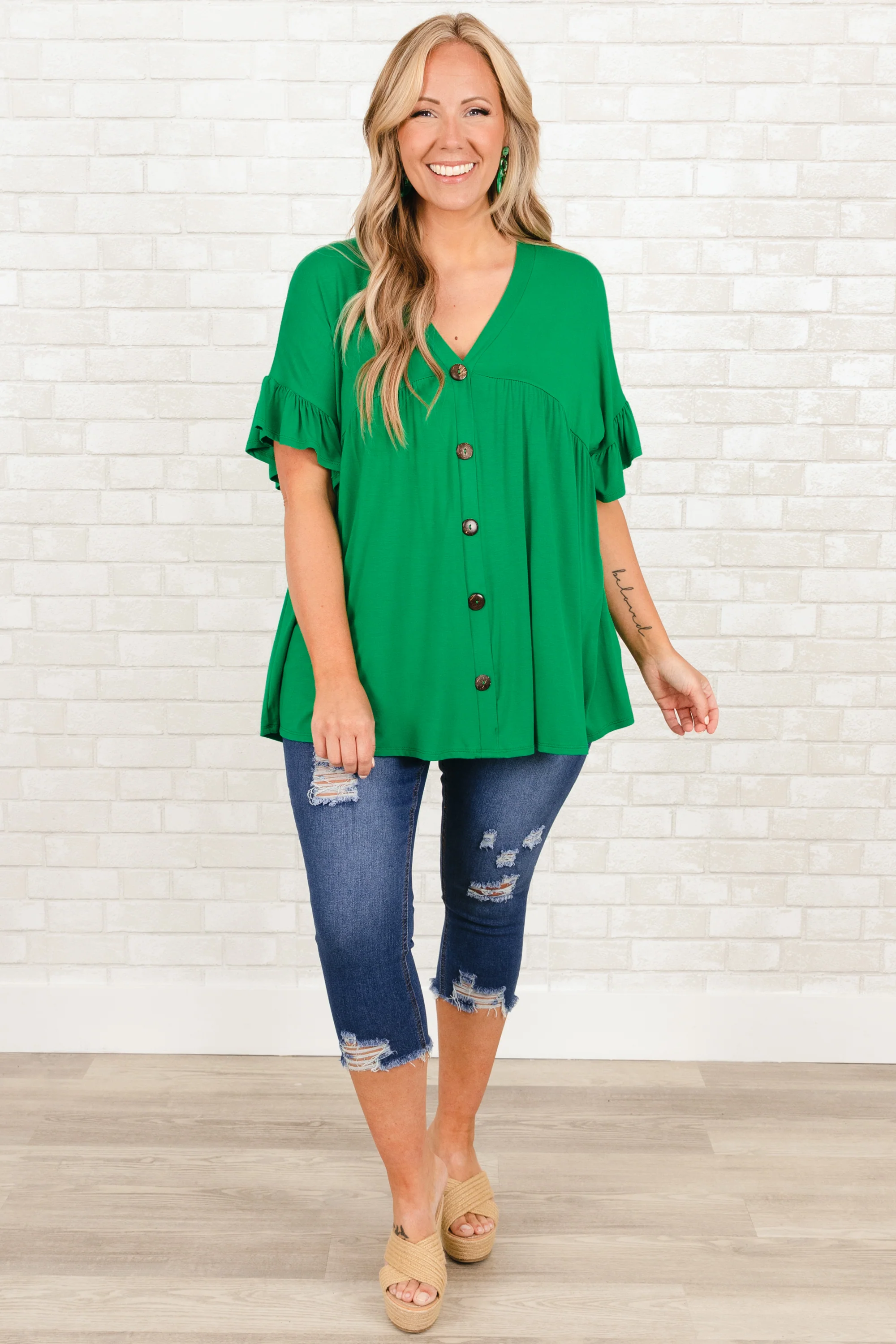 Not Losing Hope Capris, Medium Wash - Giverhouse