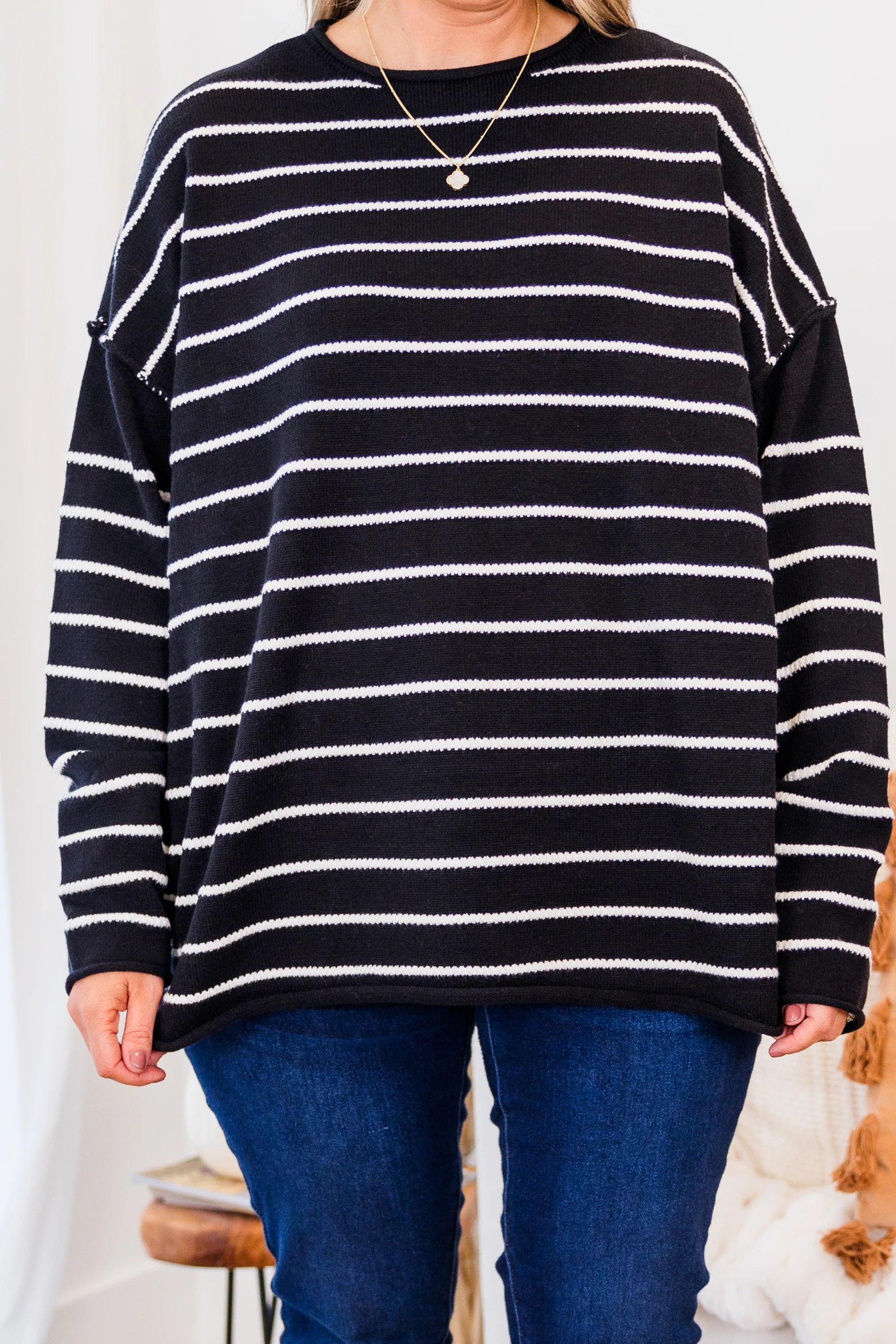 Slumber Party Time Sweater, Black - Giverhouse