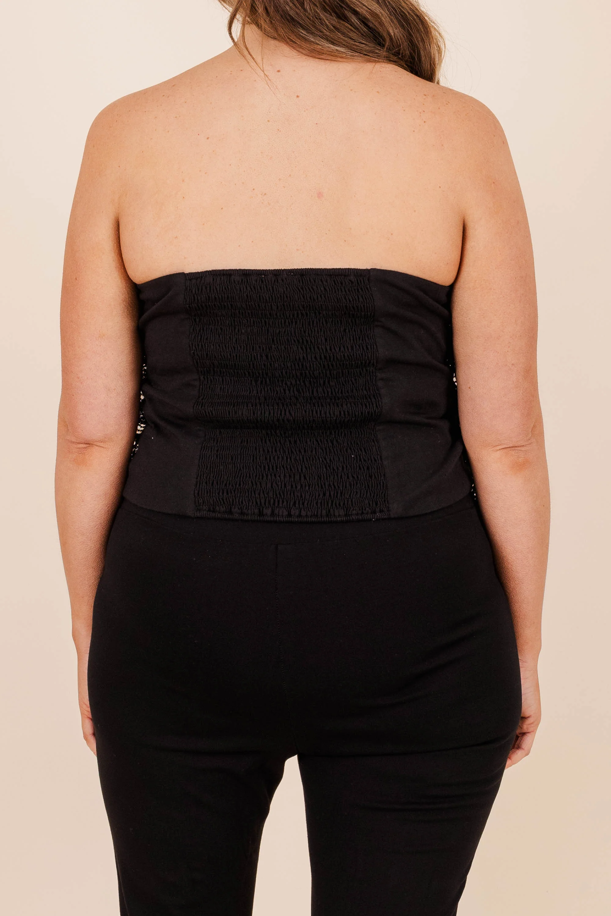 Glittering Glamour Crop Top, Black - Giverhouse