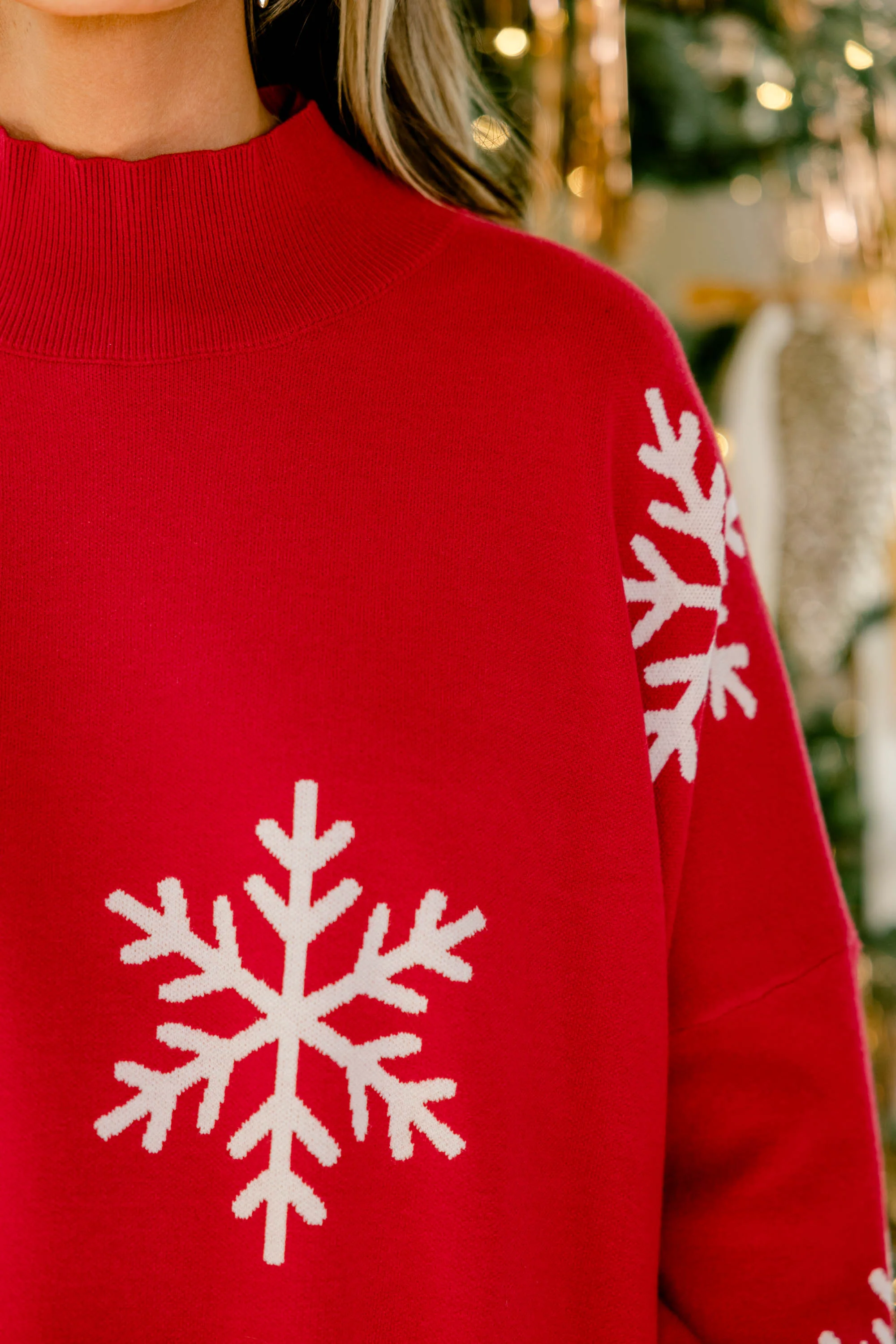 Everything And More Sweater, Red Snowflake - Giverhouse