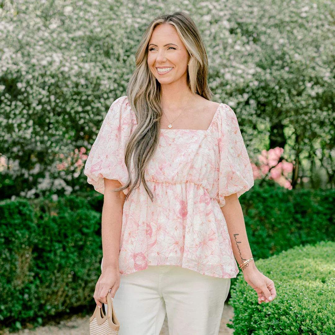 Spring Romance Top, Pink Floral - Giverhouse