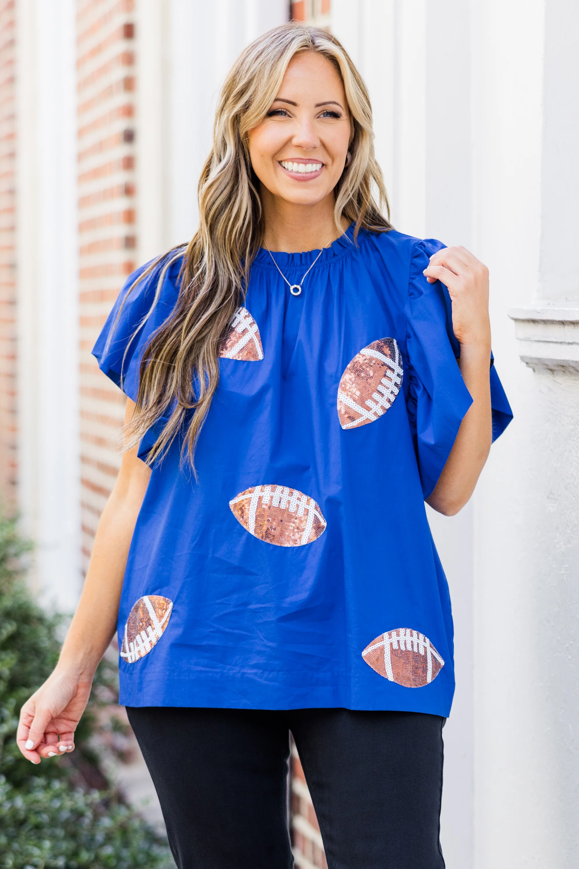 Here For Halftime Top, Blue - Giverhouse