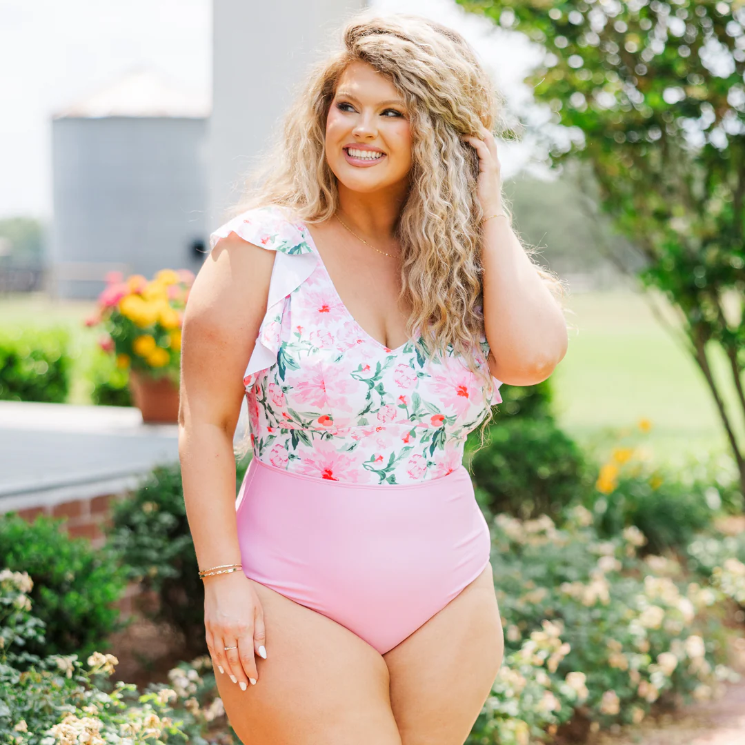 Spending My PTO Swimsuit, Pink Floral - Giverhouse