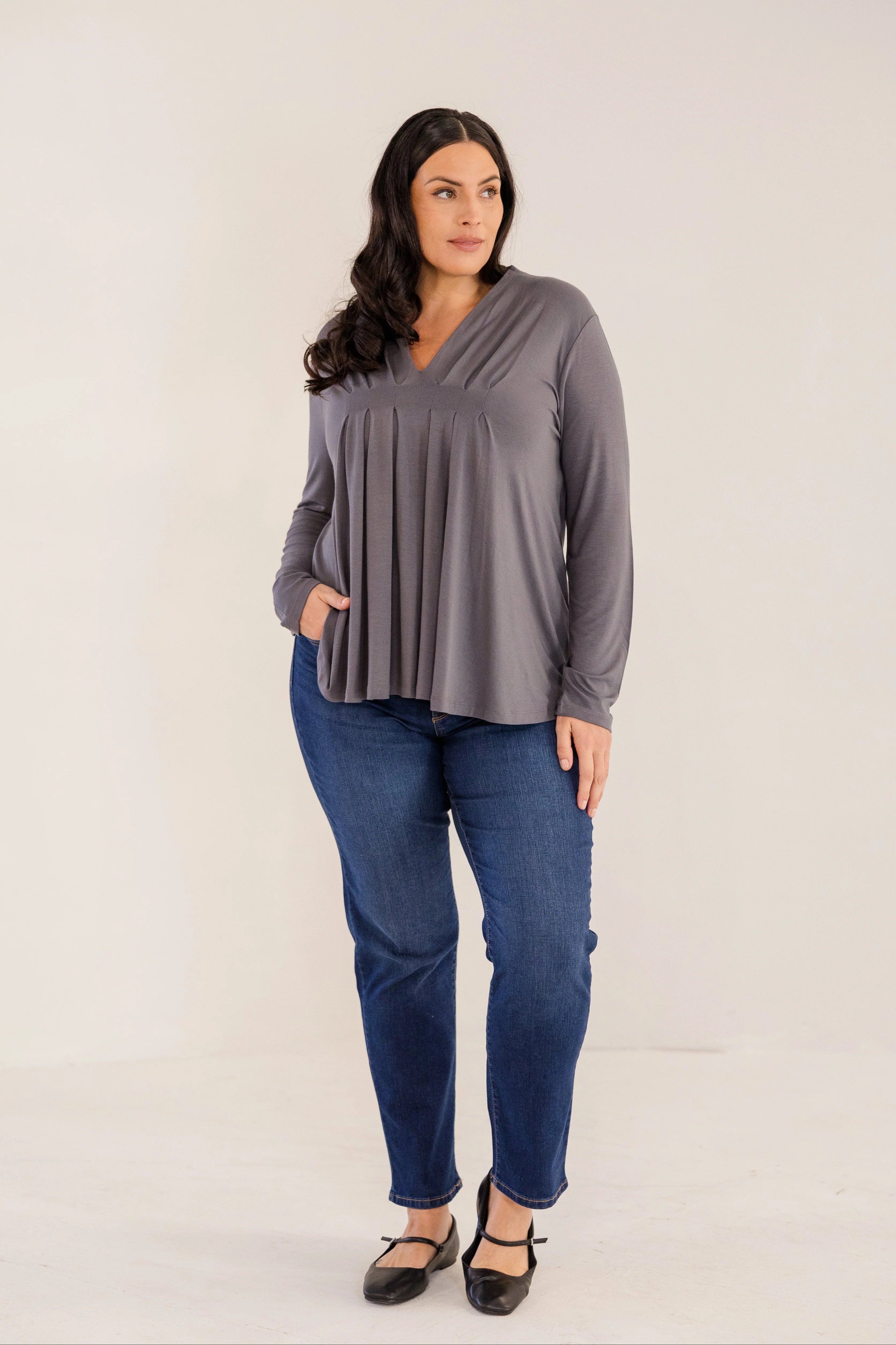 Mercer Front Pleat Top, Castle Rock - Giverhouse