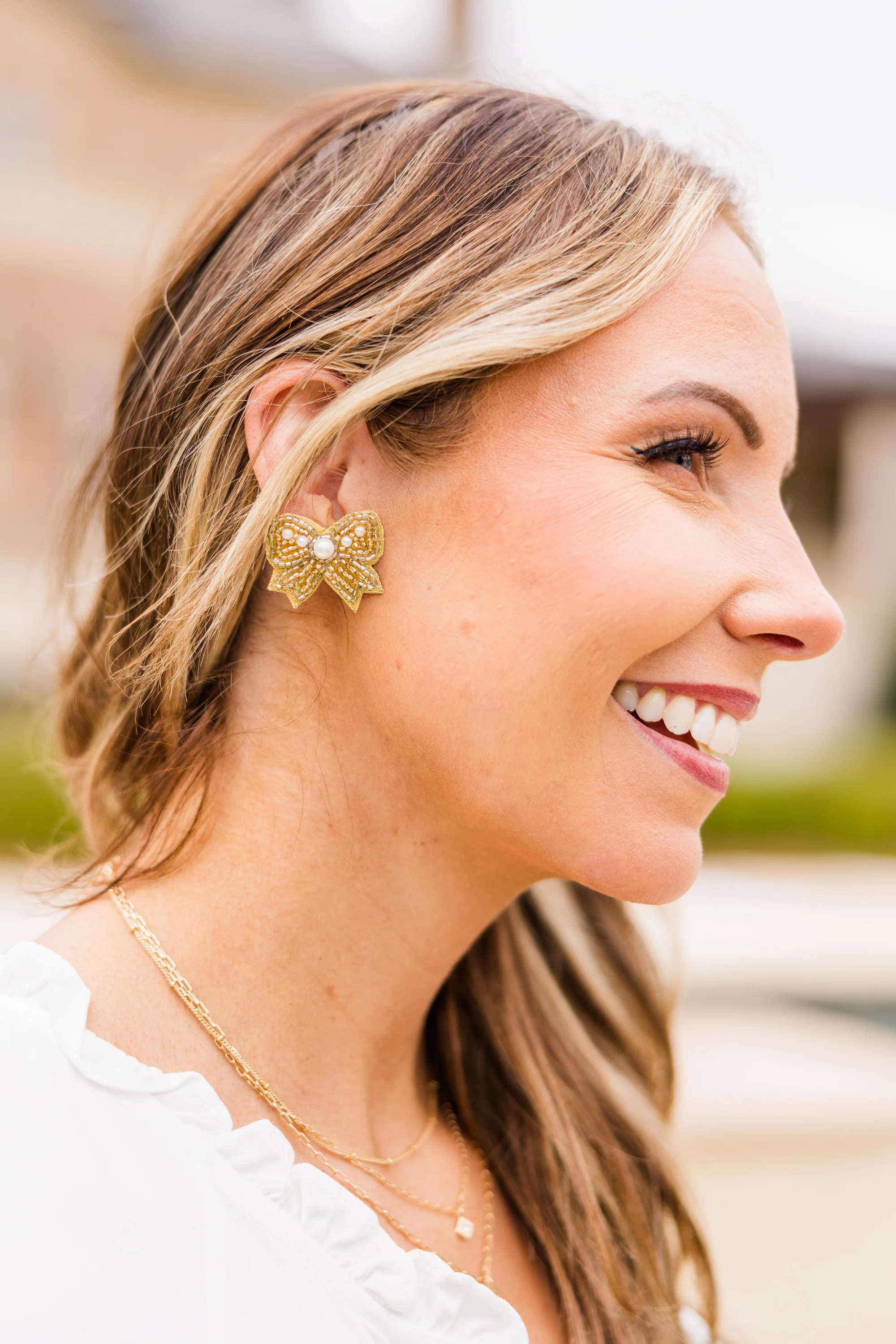 Bowdacious Pearl Earrings, Gold - Giverhouse