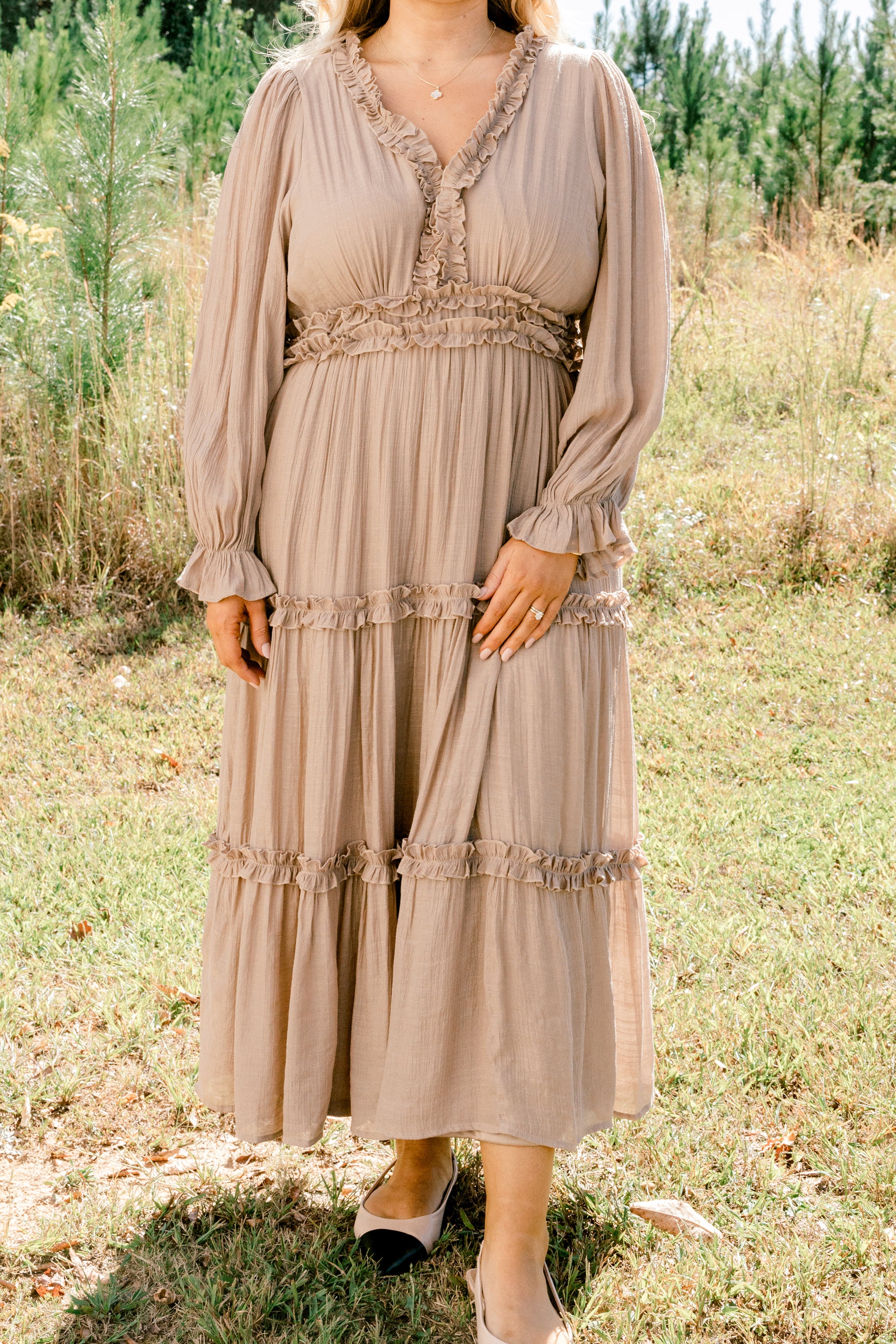 Vivid Palms Dress, Taupe - Giverhouse