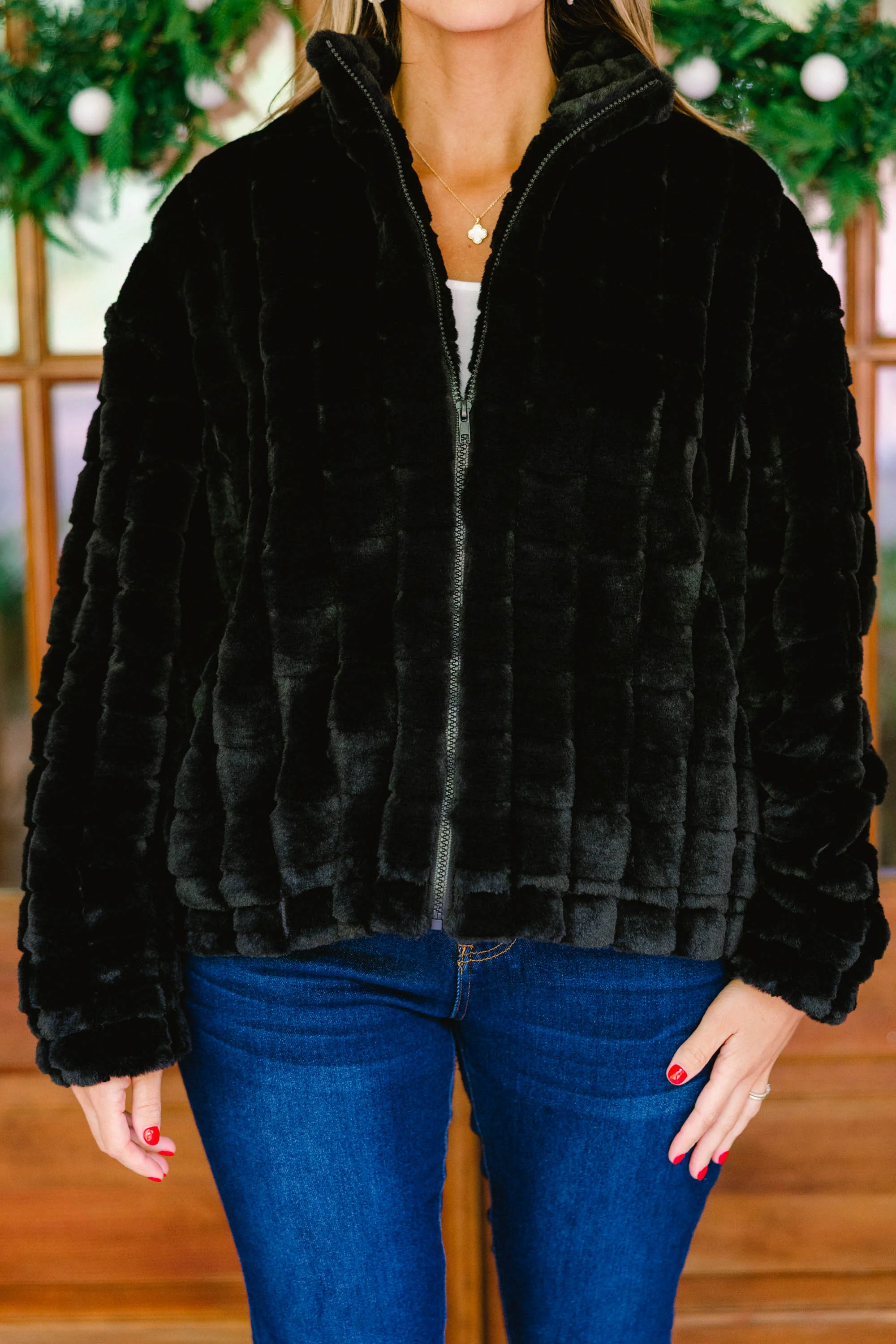 Carmen Faux Fur Jacket, Black - Giverhouse