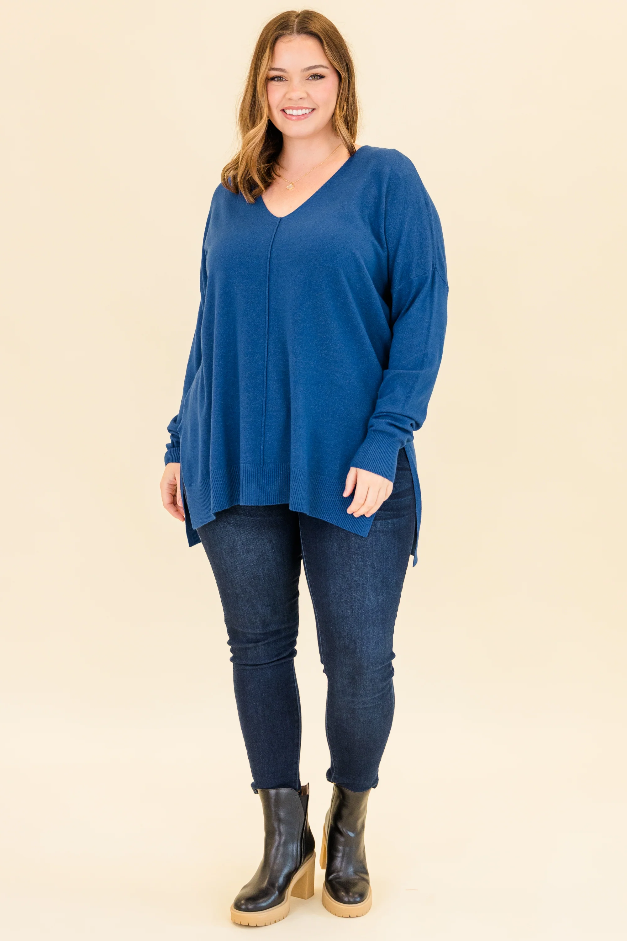 Perfect For Outside Sweater, Heather Light Navy - Giverhouse