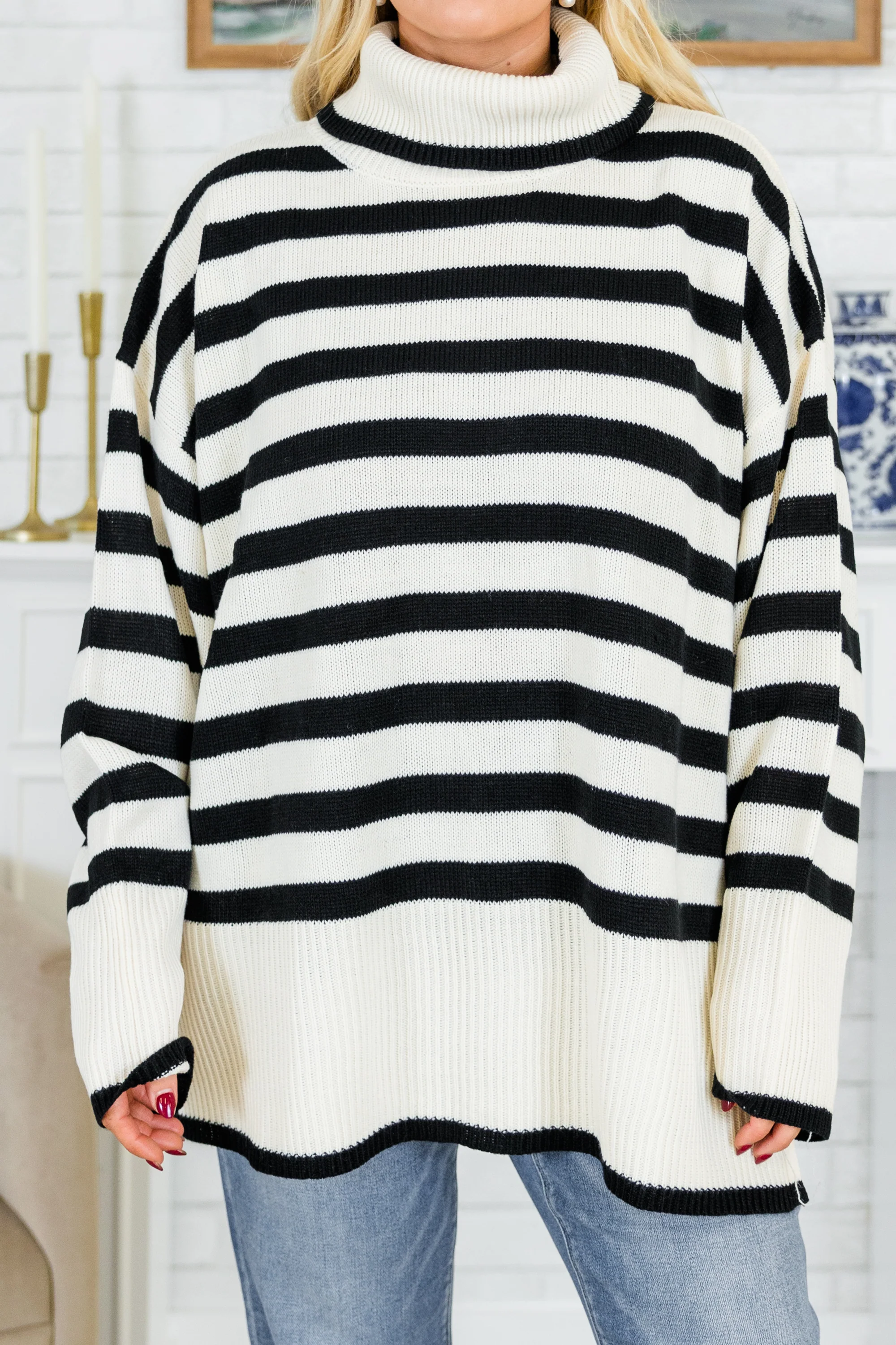 Striped Moments Sweater, Black - Giverhouse