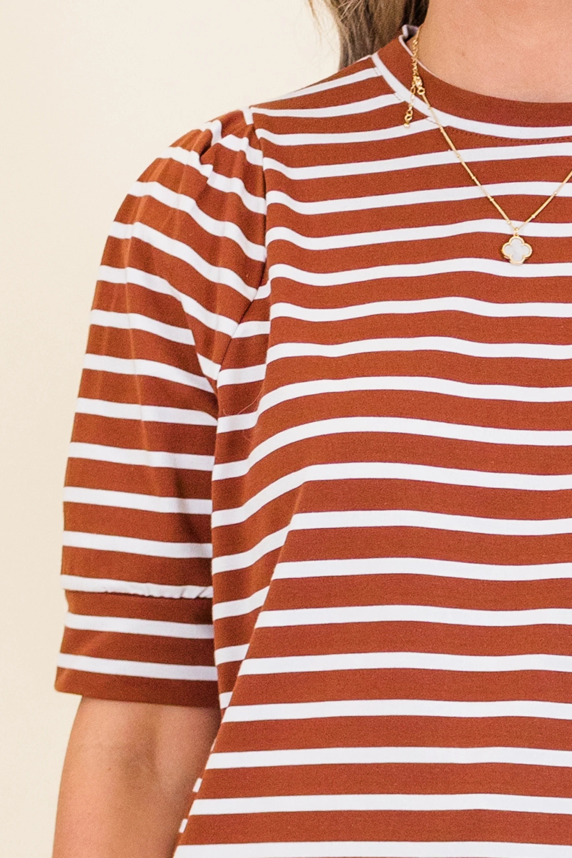 Signature Stripes Top, Burgundy-White - Giverhouse