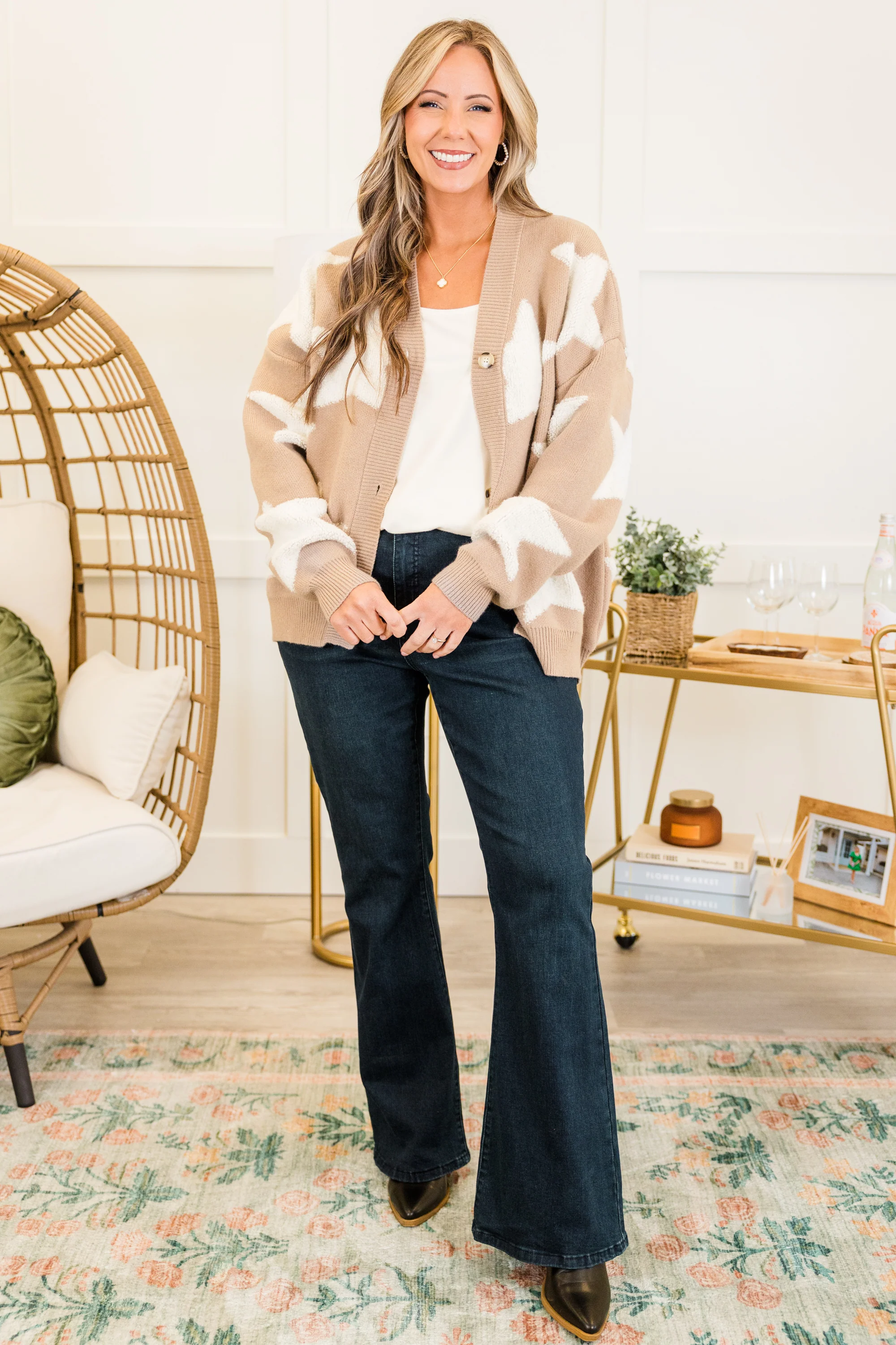 Beautiful Eyes Cardigan, Taupe - Giverhouse