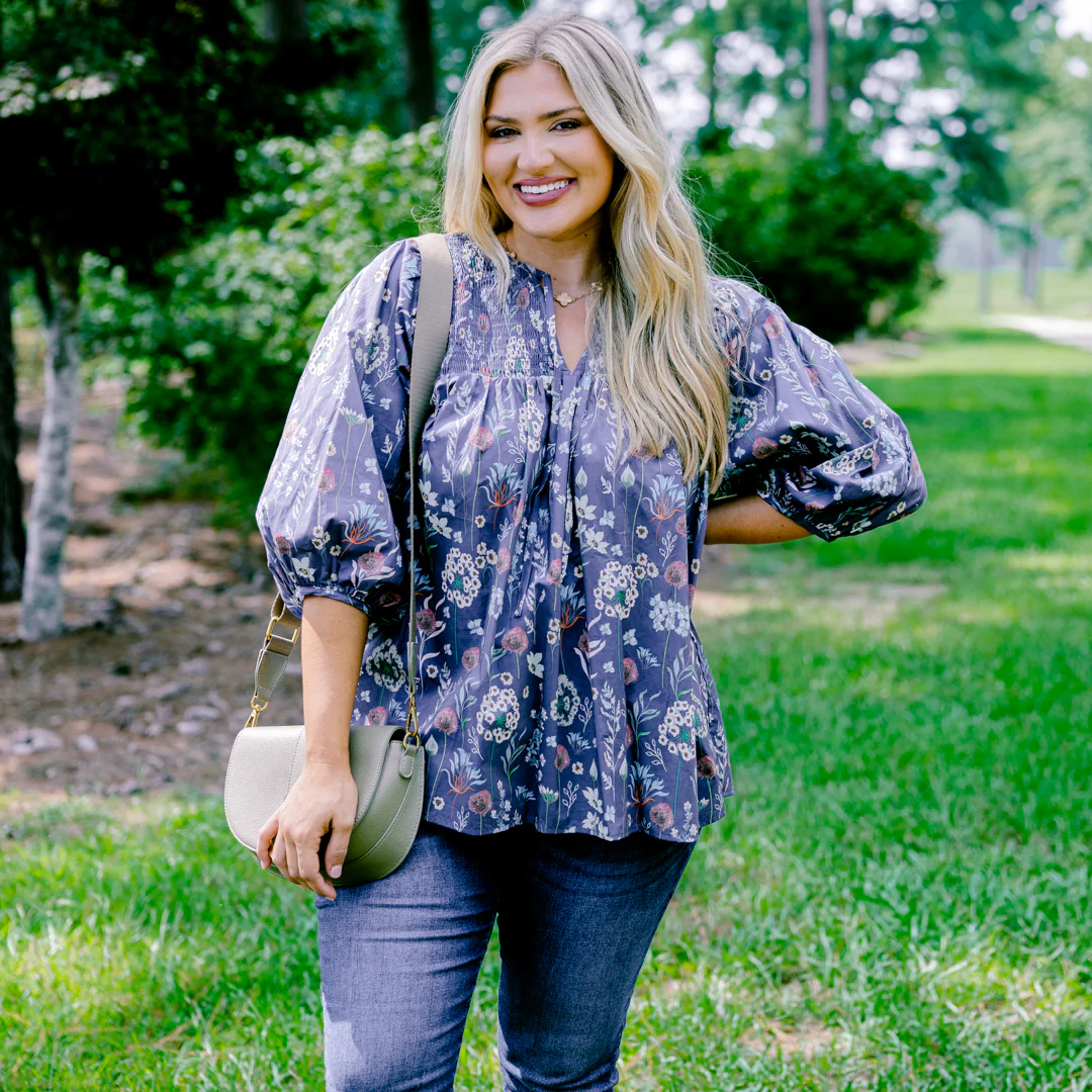 With The Flow Top, Dusty Blue - Giverhouse