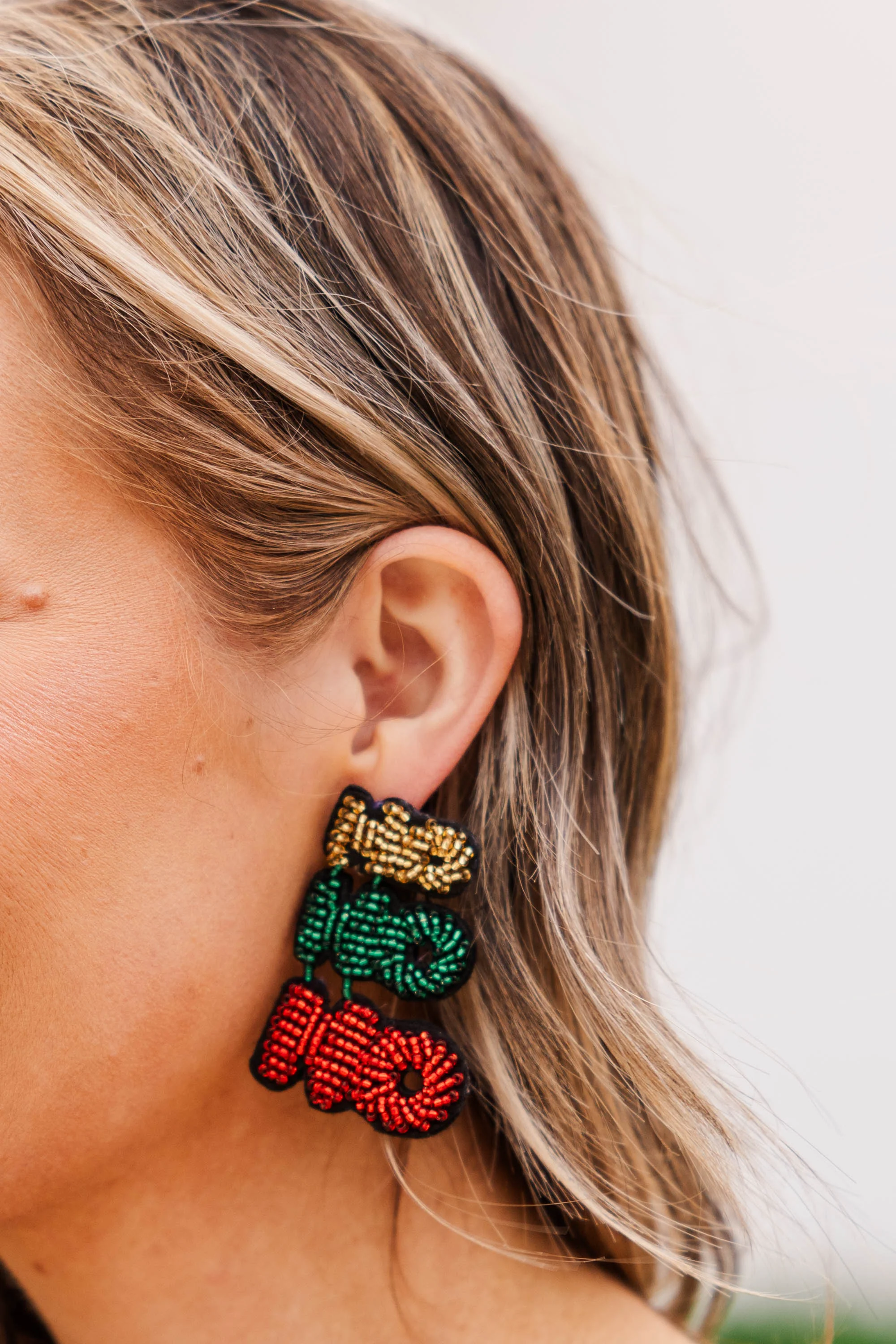 Ho Ho Ho Beaded Earrings, Multi - Giverhouse