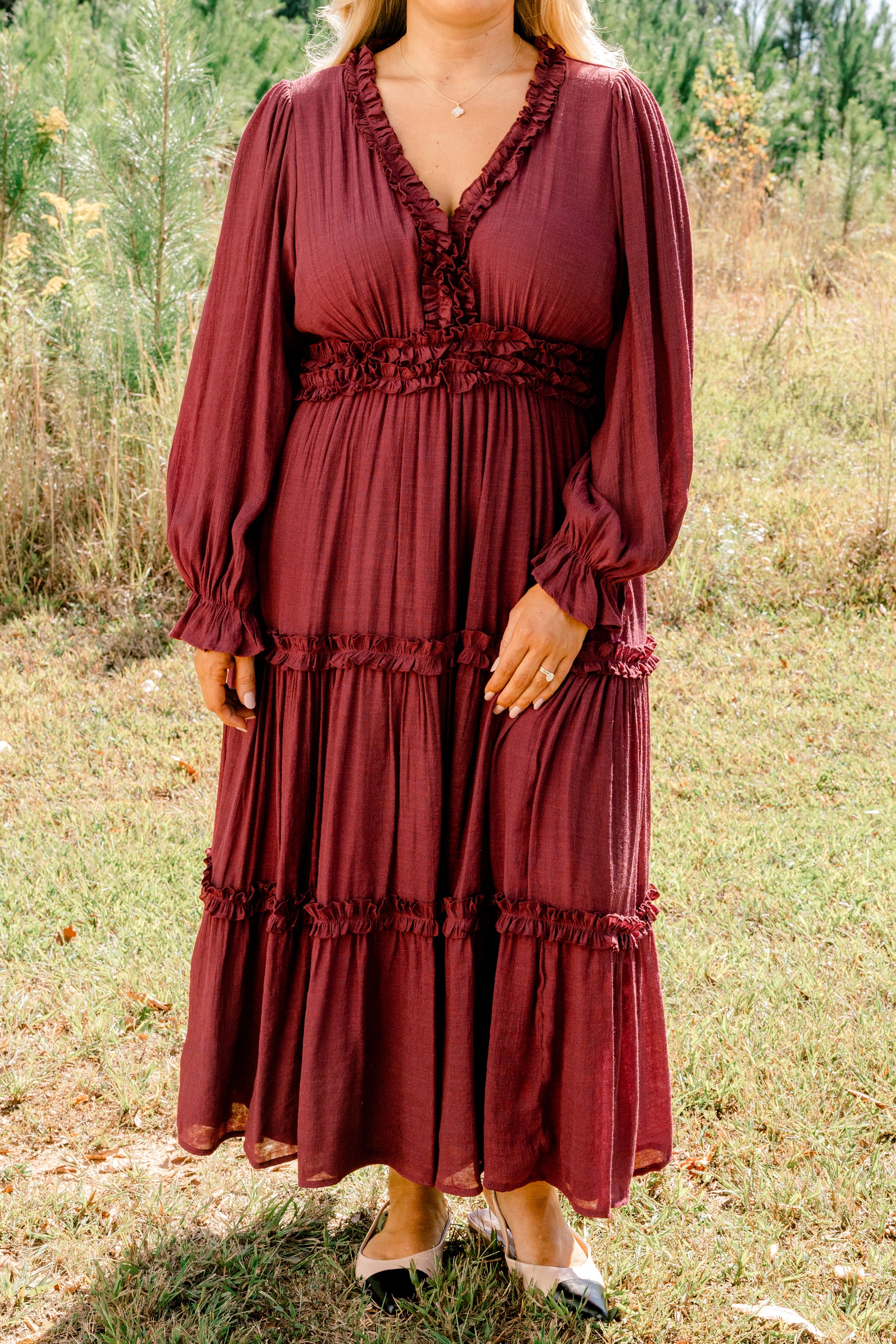 Vivid Palms Dress, Burgundy - Giverhouse