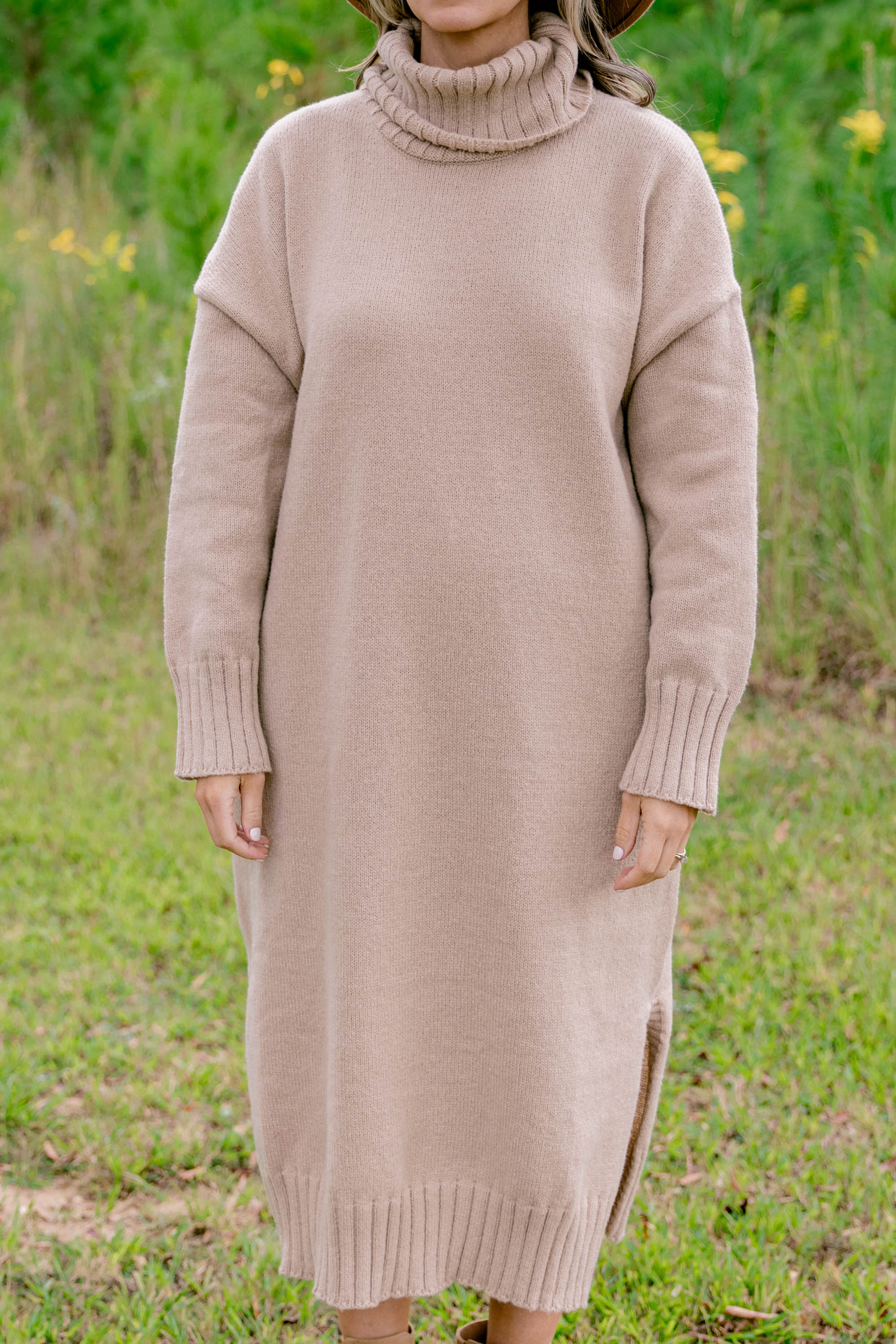 On The Mark Sweater Dress, Taupe - Giverhouse