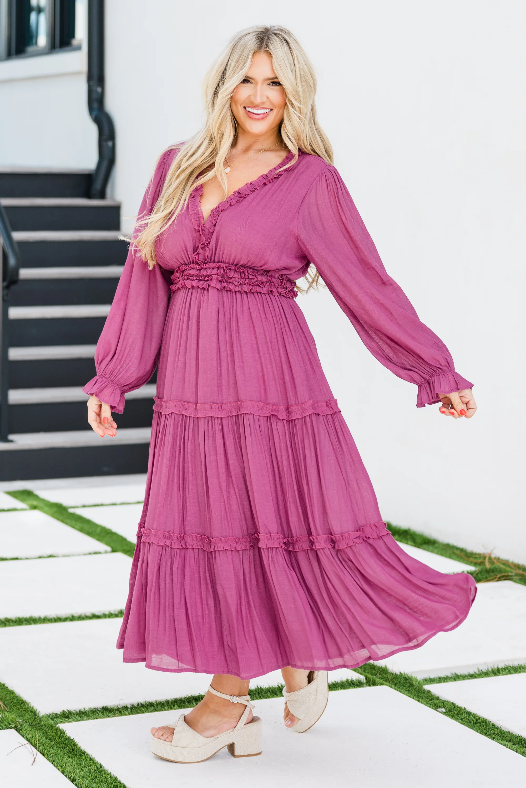 Vivid Palms Dress, Plum - Giverhouse