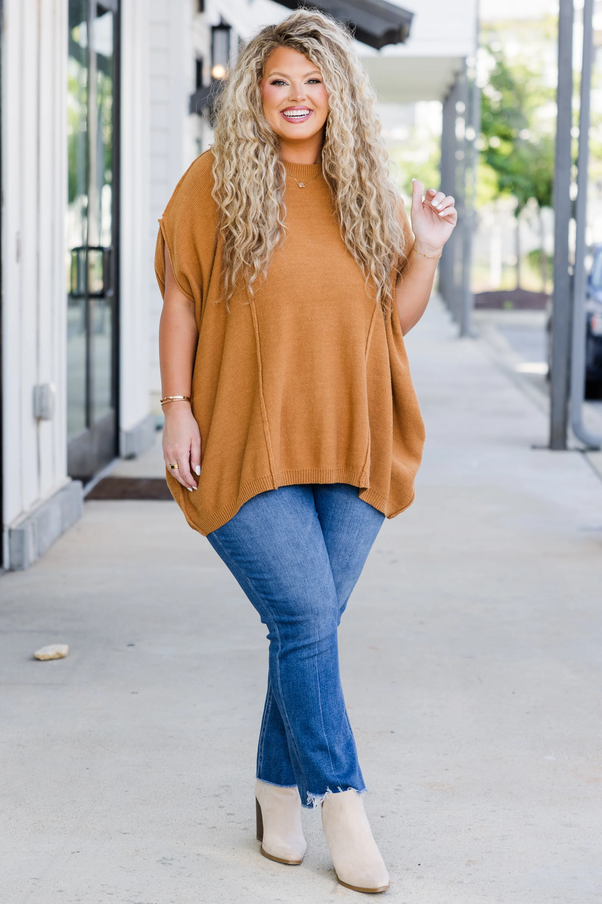 On My Way Over Sweater, Camel - Giverhouse