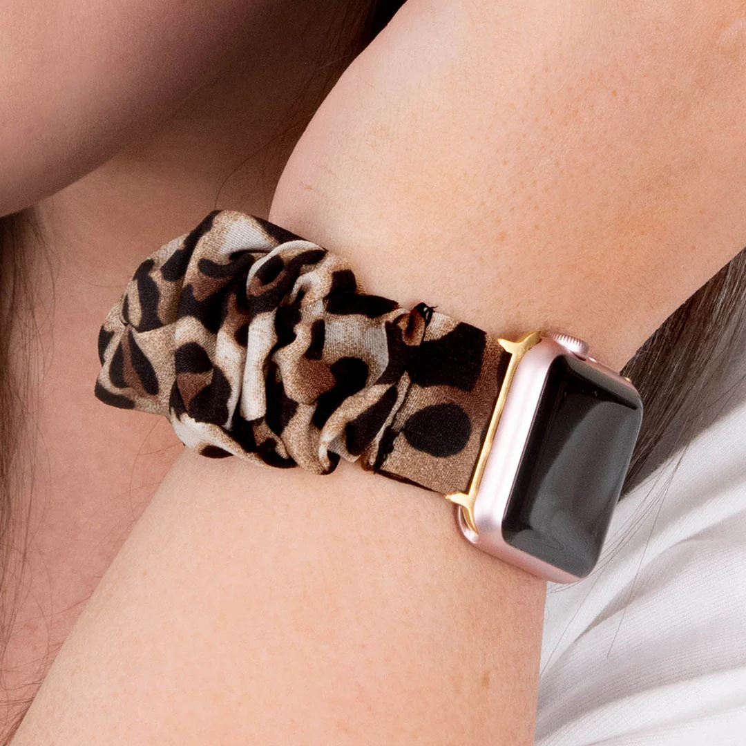 Time To Go Scrunchband, Beige Leopard - Giverhouse