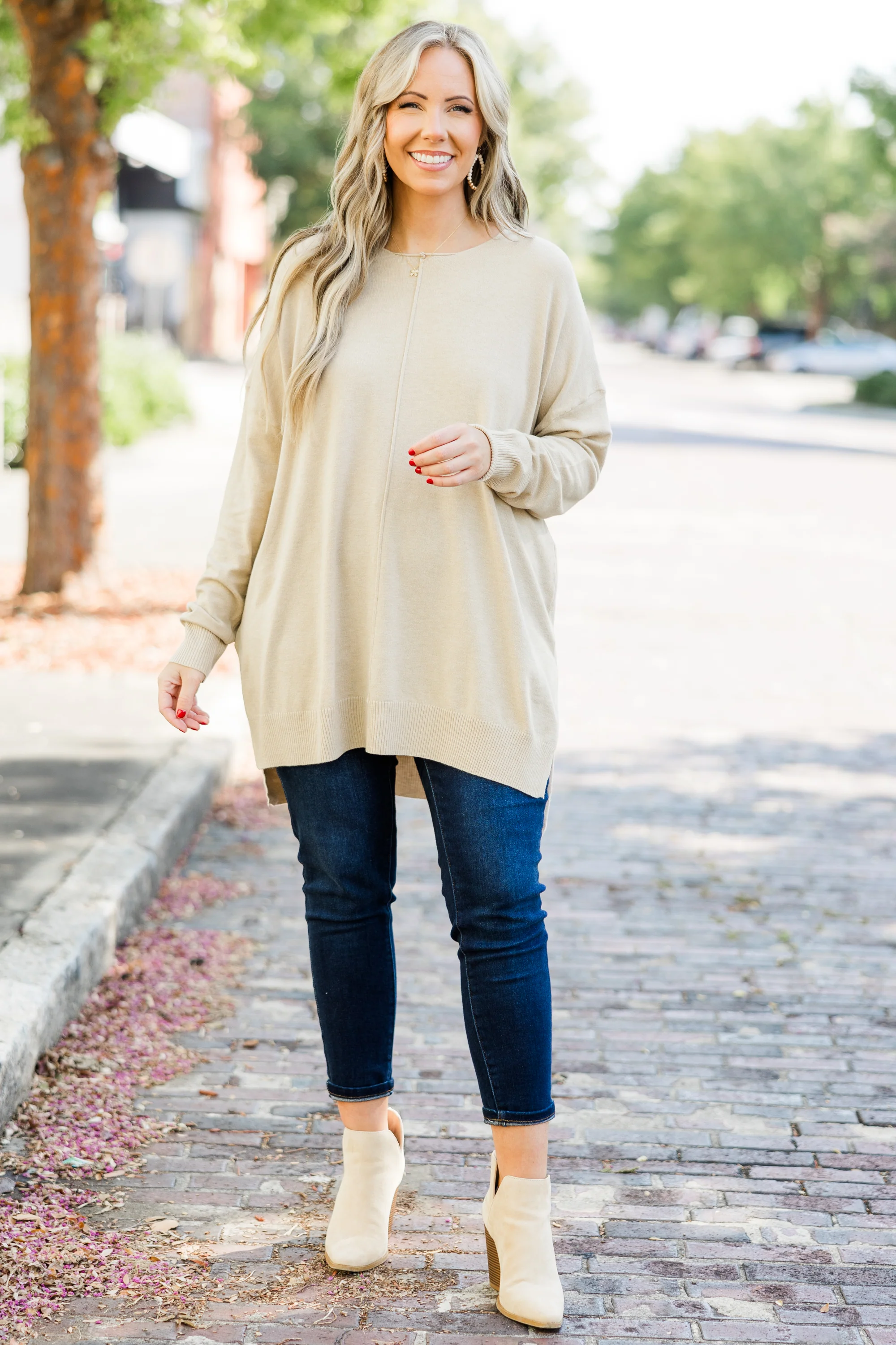 Miss Who You Were Sweater, Heather Beige - Giverhouse