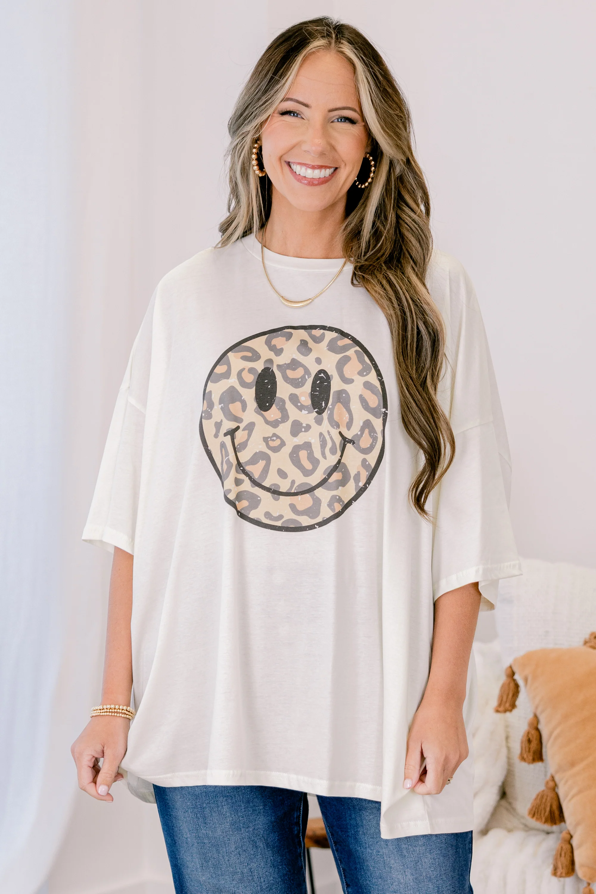 Fierce Smile Boyfriend Tee, Ivory - Giverhouse
