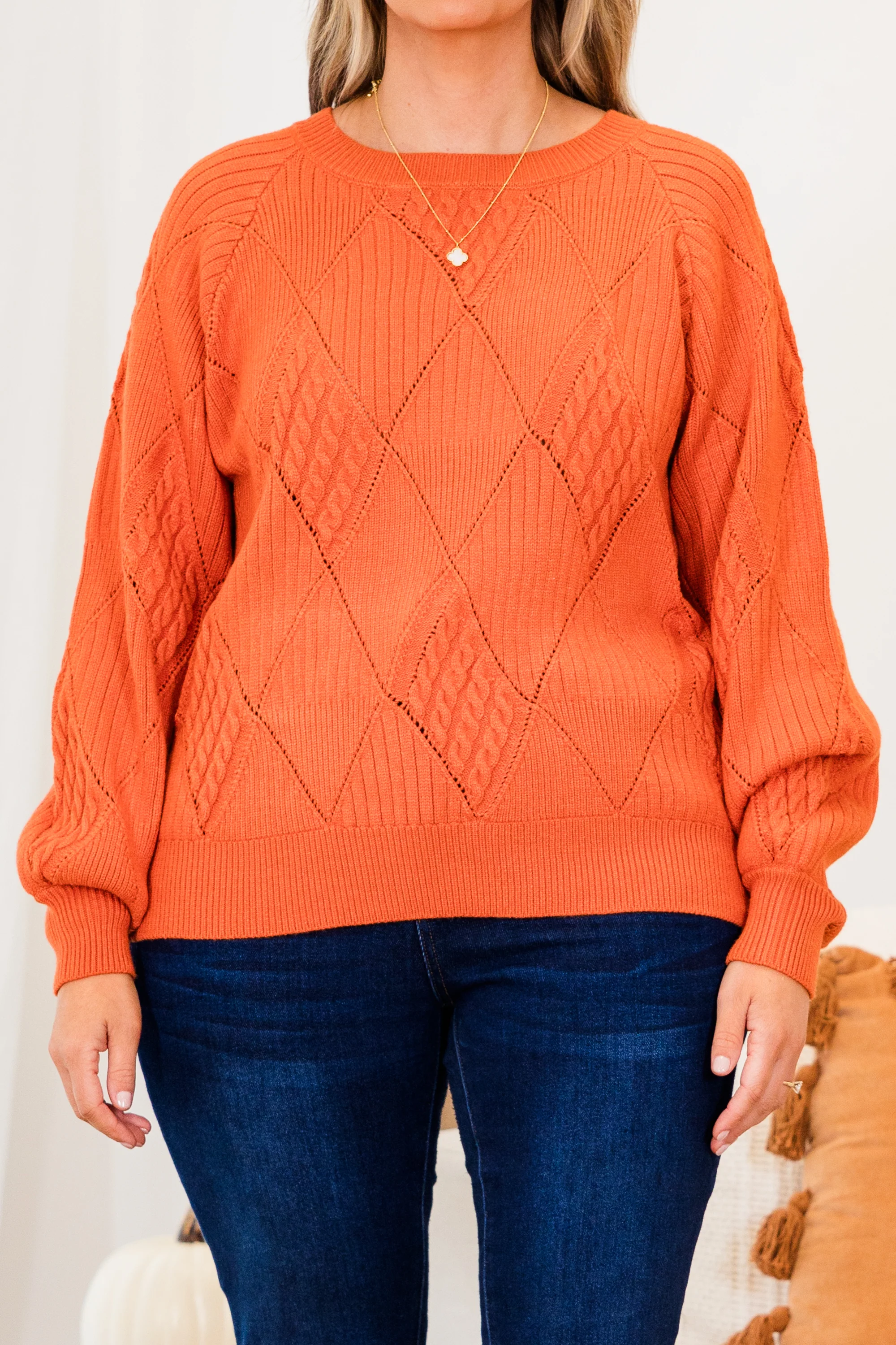 Open My Heart Sweater, Rust - Giverhouse