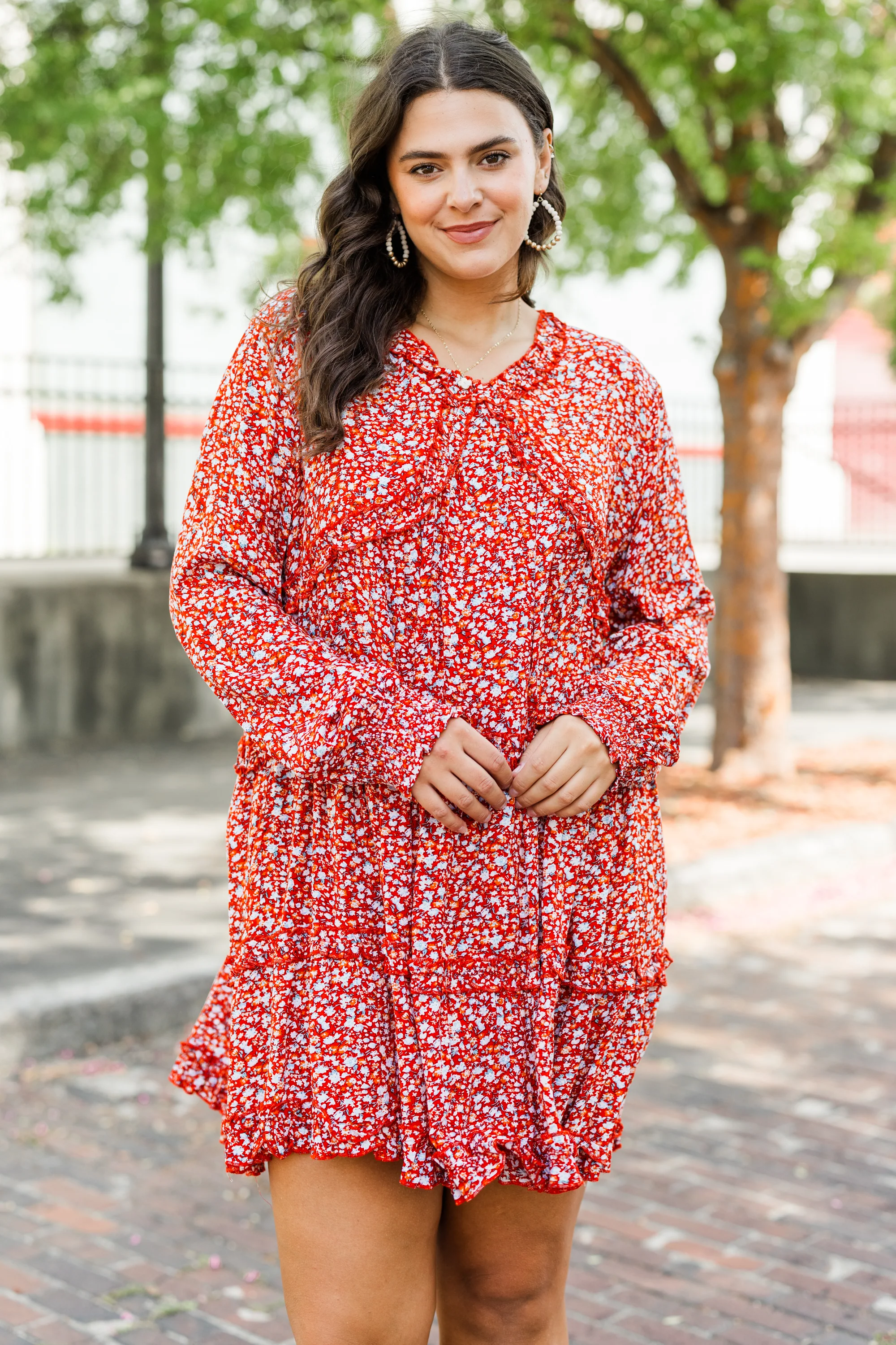 Phenomenal Florals Dress, Red - Giverhouse