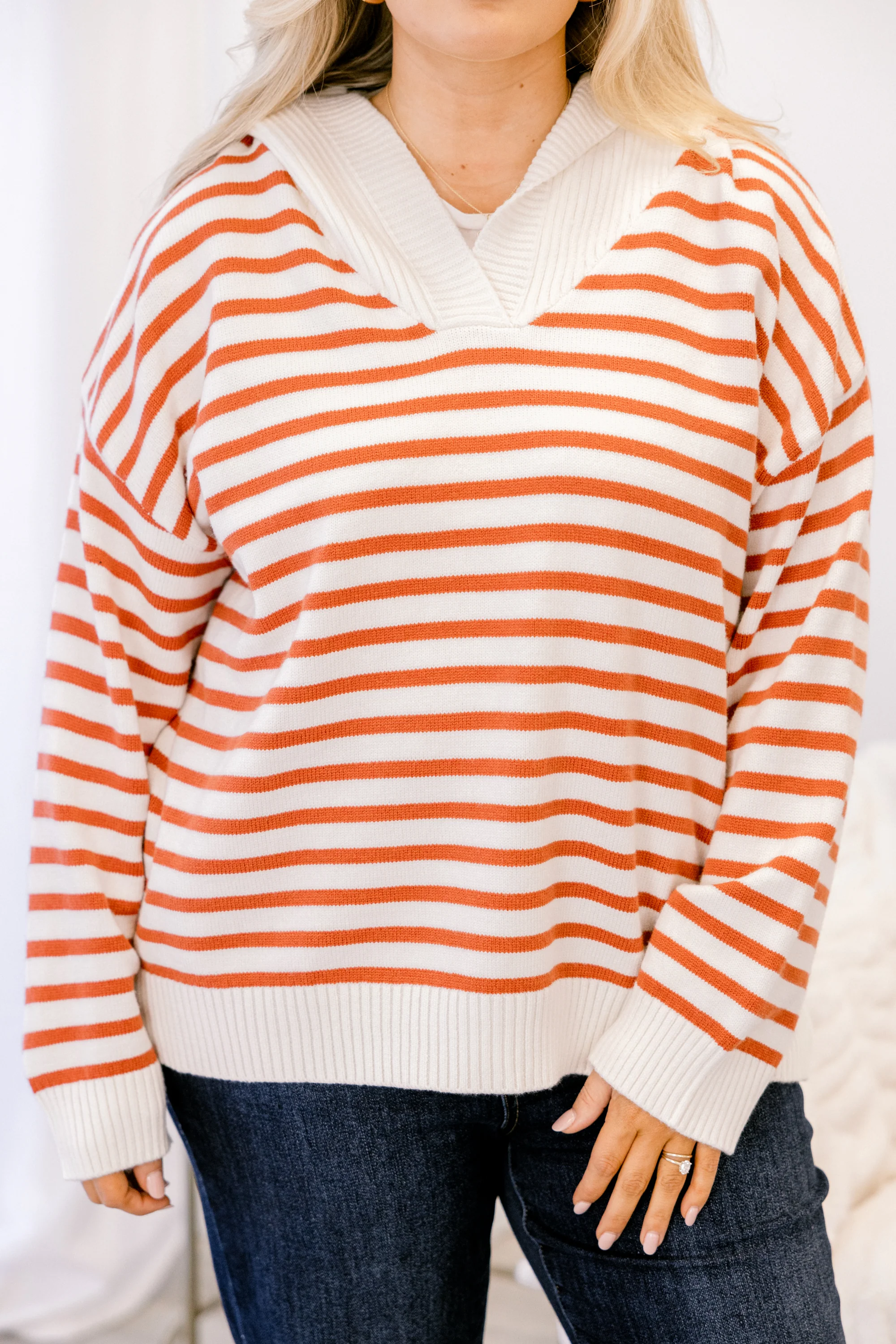 Smiling Through It All Sweater, Rust-Cream - Giverhouse