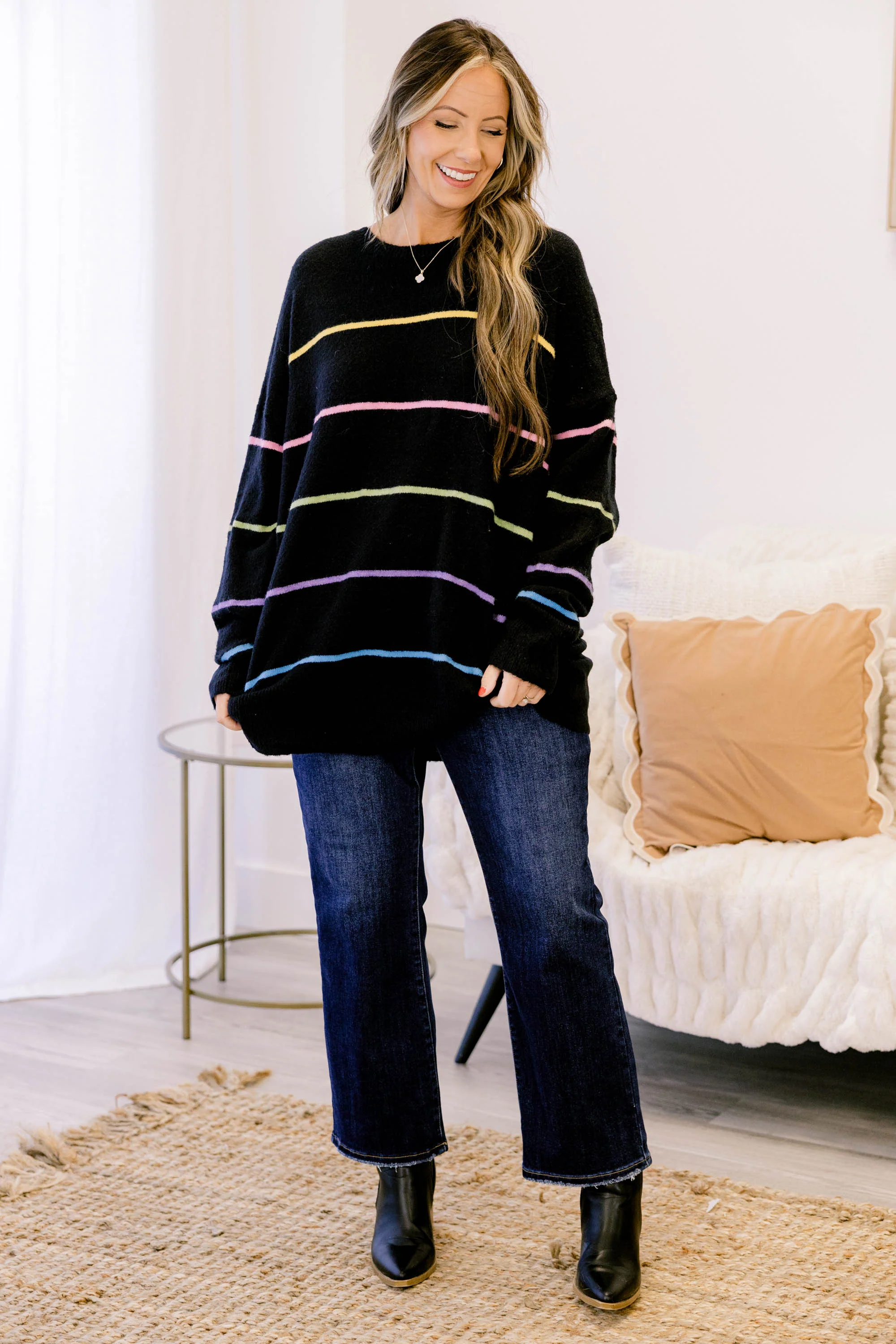 Slumber Party Sweater, Black Multi - Giverhouse