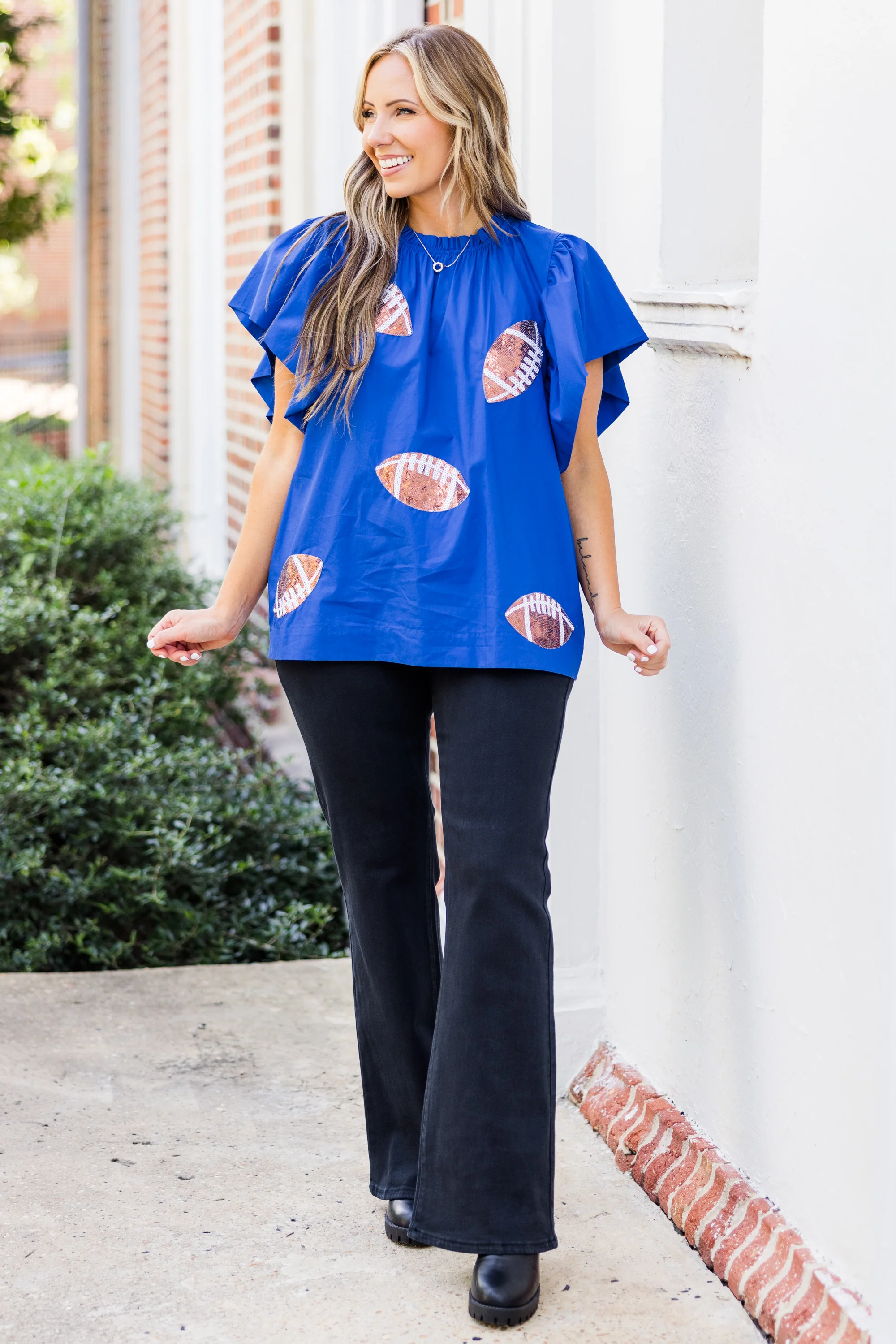 Here For Halftime Top, Blue - Giverhouse