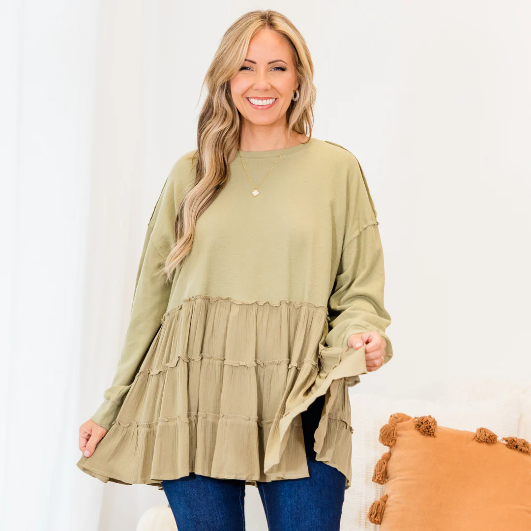 My Kind Of Fun Top, Olive - Giverhouse